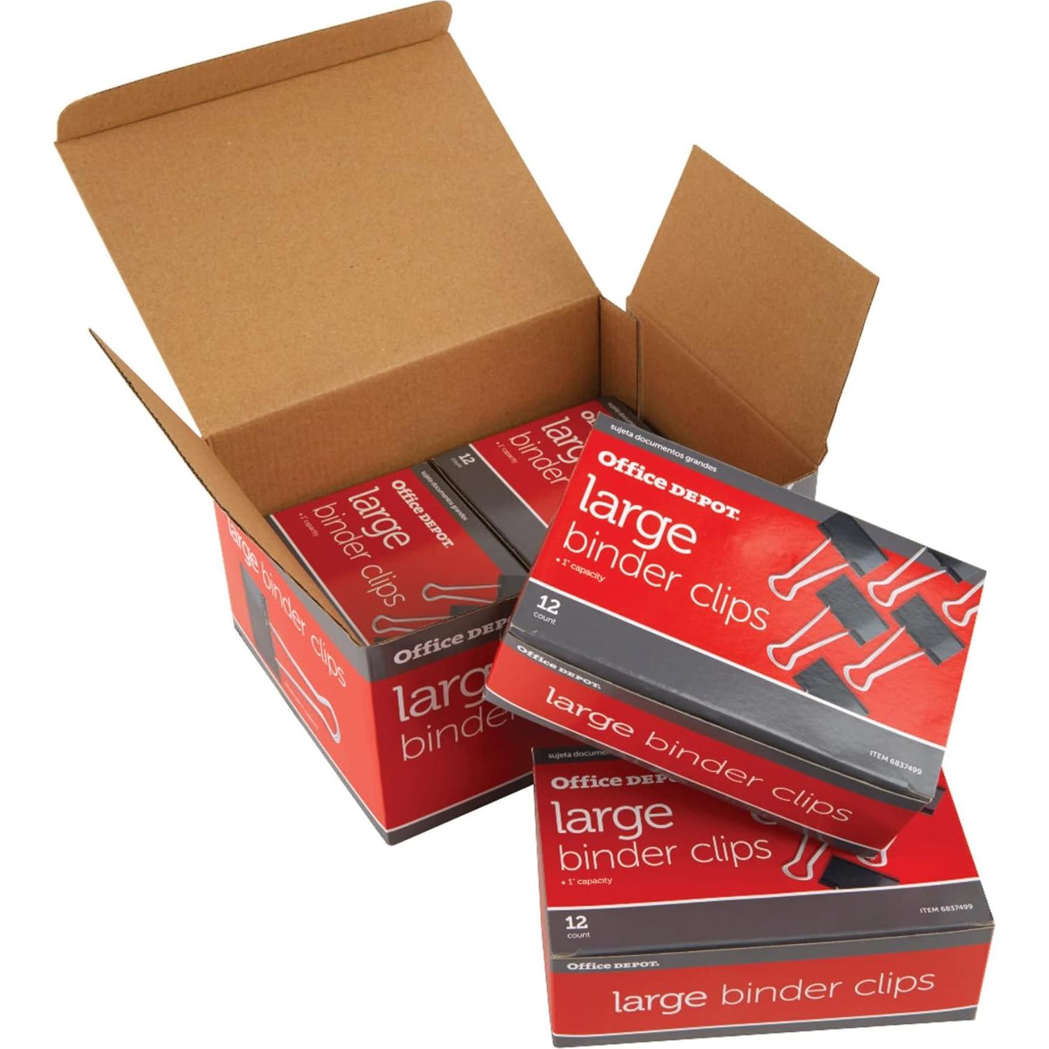 Clip de Oficina Office Depot Grande 5.08 cm Negro Caja 48