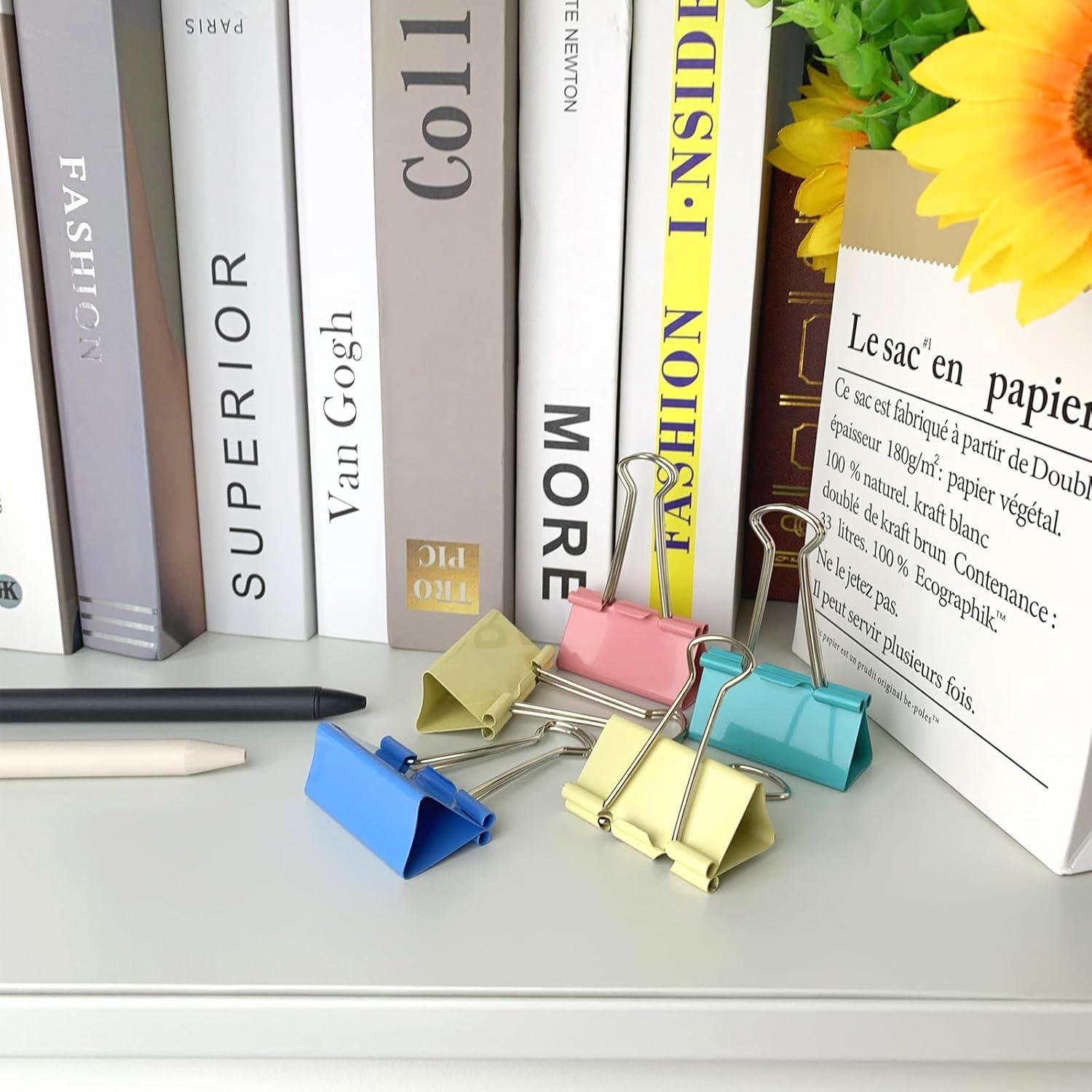 Clips de Carpeta Extra Grandes Ykimok - Paquete de 12 Colores