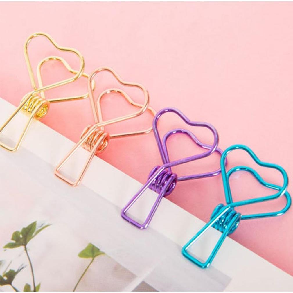 100 Clips de Papel Multicolor SEEK RARE en Forma de Corazón