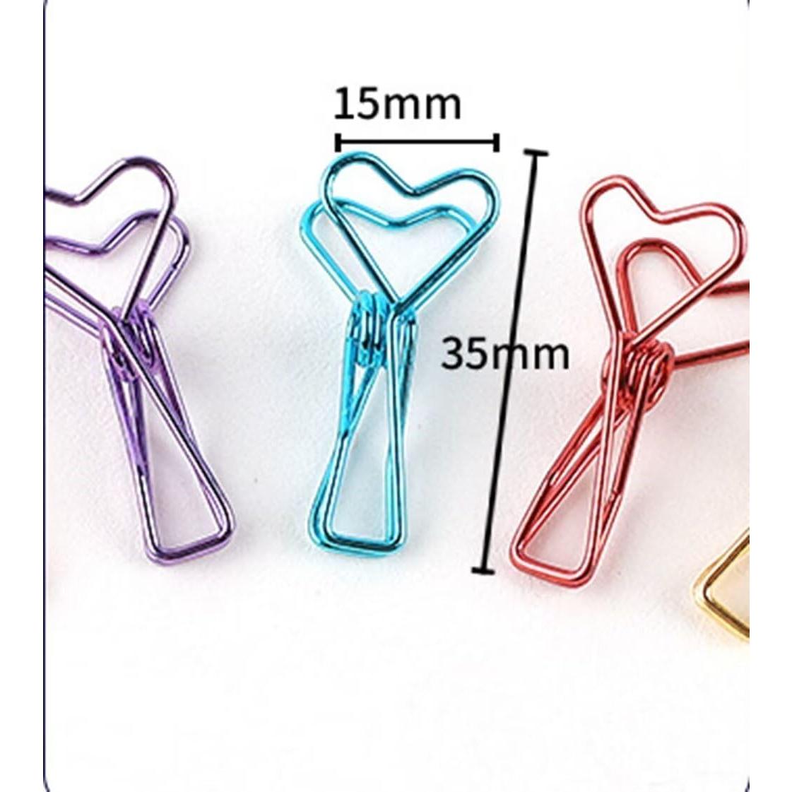 100 Clips de Papel Multicolor SEEK RARE en Forma de Corazón