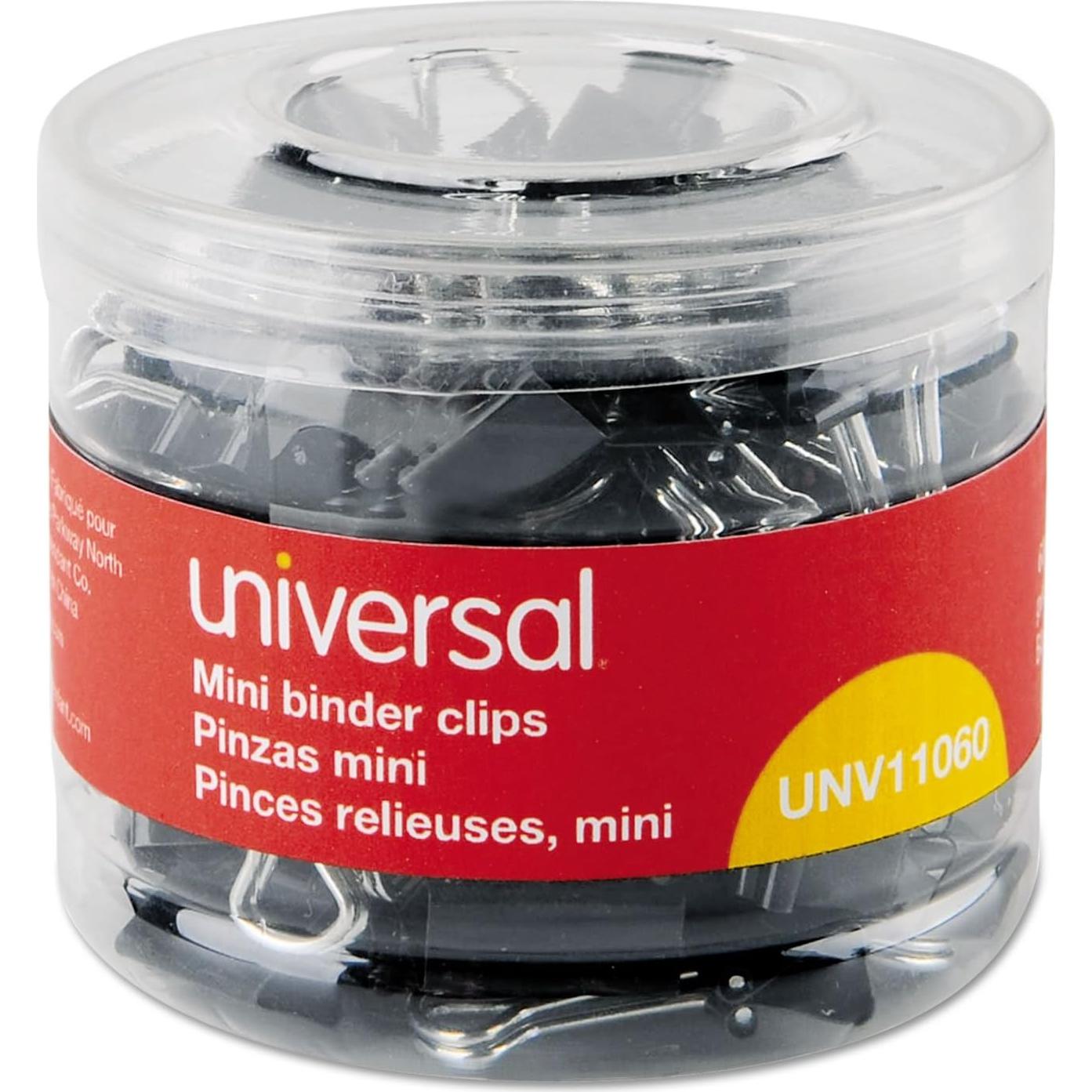 Clips de Carpeta Universal 11060, 60 Piezas, Negro, 0.64 cm