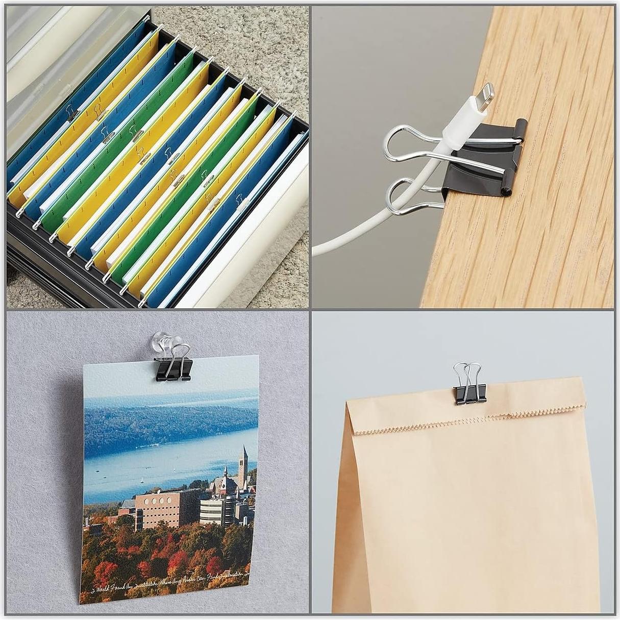 Clips de Carpeta Universal 11060, 60 Piezas, Negro, 0.64 cm