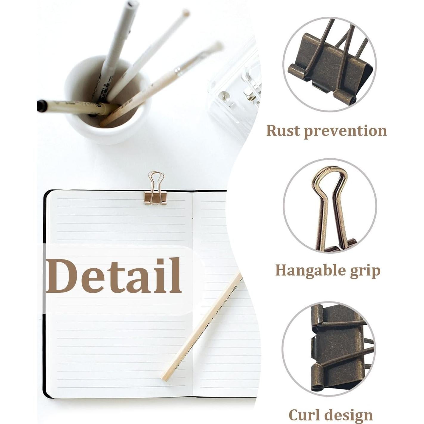 Clip de Carpeta Bronce SHAOMAN 25-Pack 2, 3 y 3.2 cm