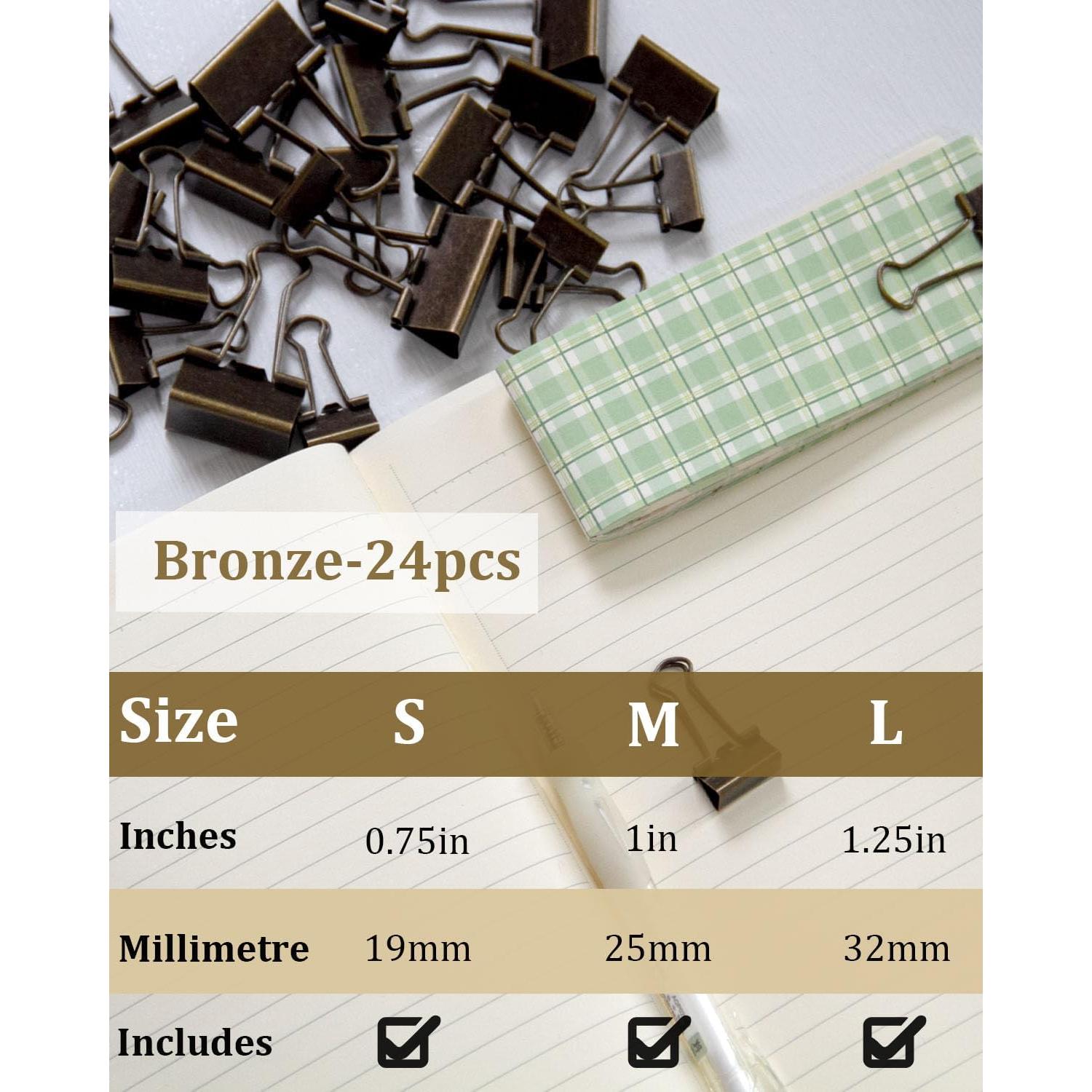 Clip de Carpeta Bronce SHAOMAN 25-Pack 2, 3 y 3.2 cm