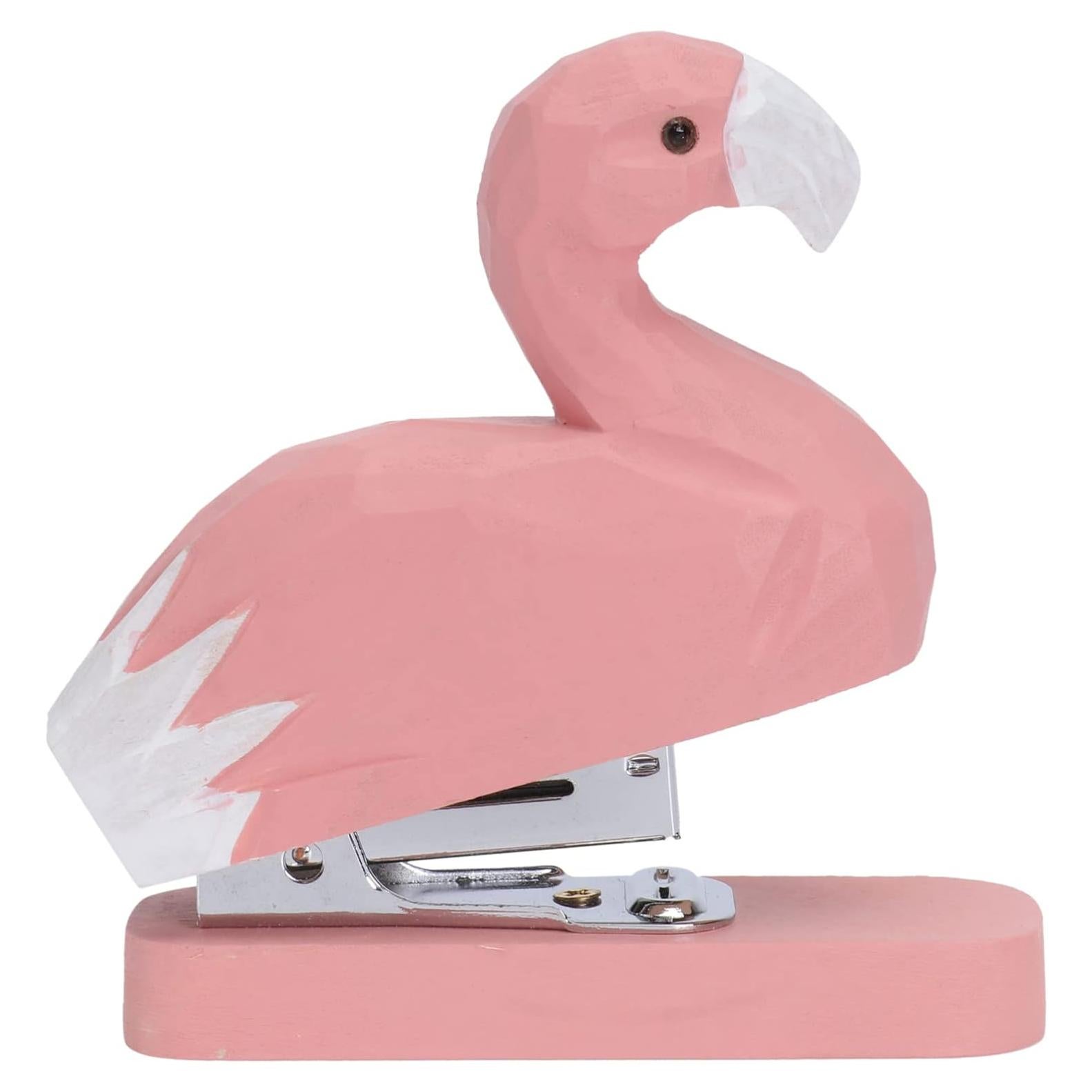 Grapadora Mini Portátil MAGICLULU Flamenco de Madera 10x9x4cm
