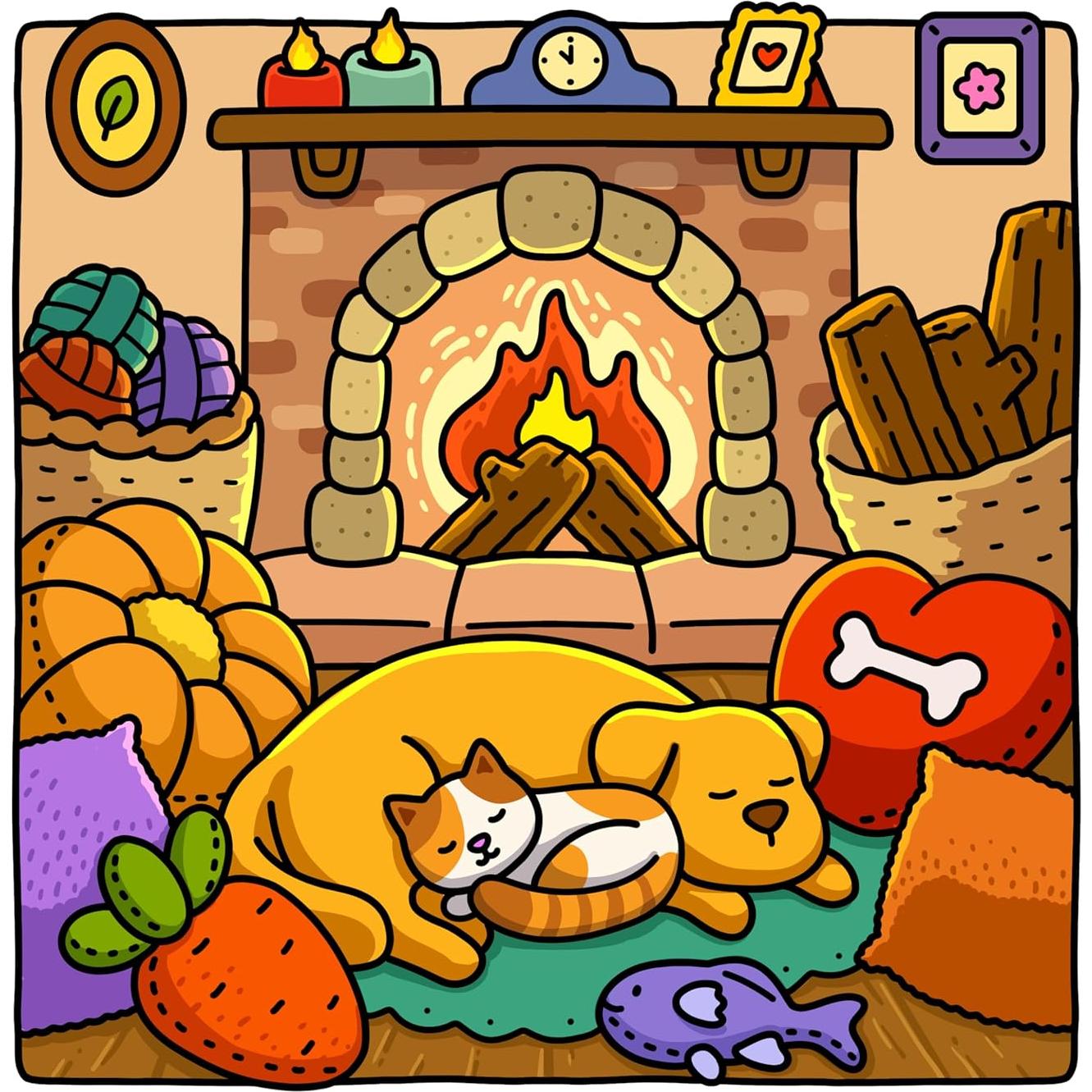 Cat Moments: Meow Life Coloring Book for Adults and Teens