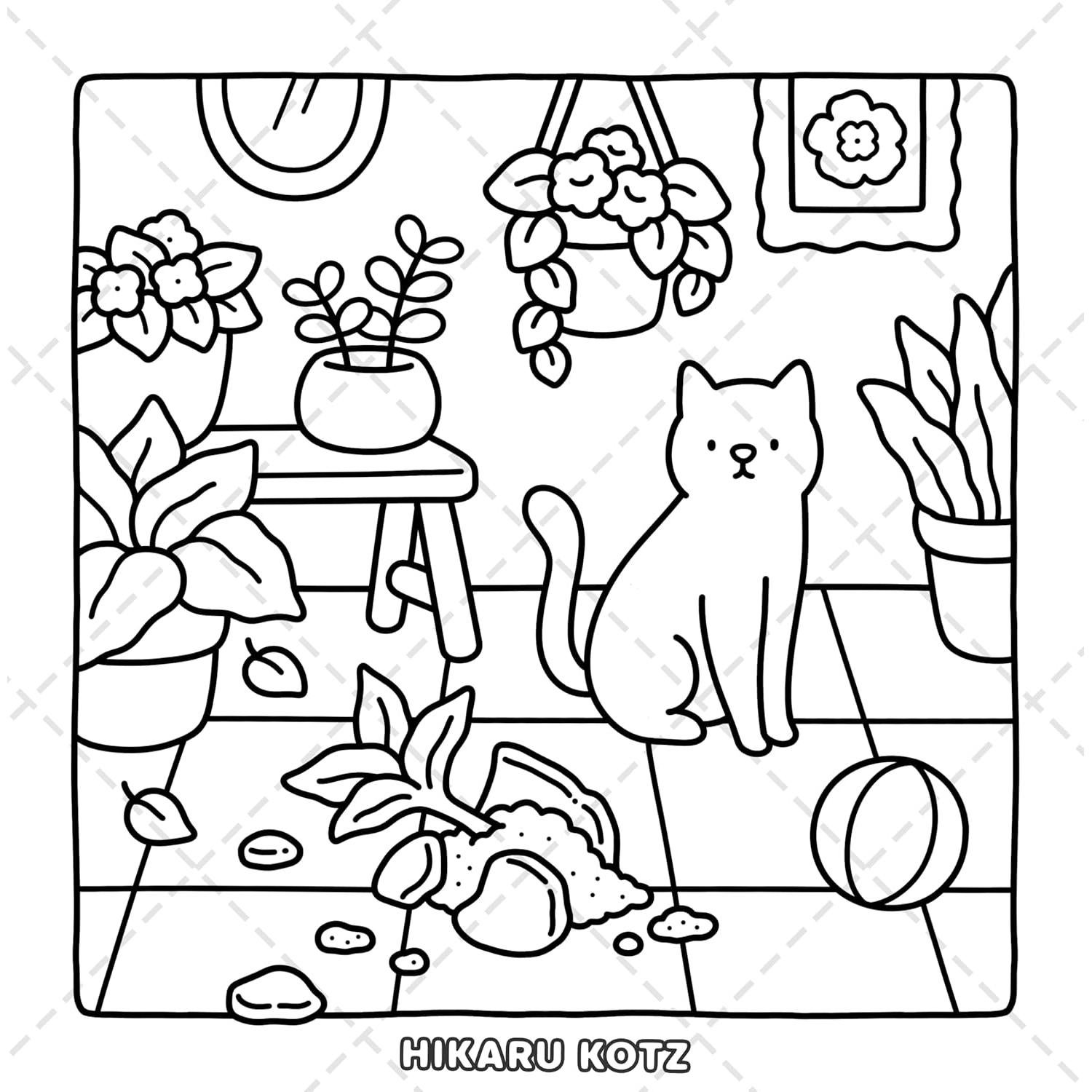 Cat Moments: Meow Life Coloring Book for Adults and Teens