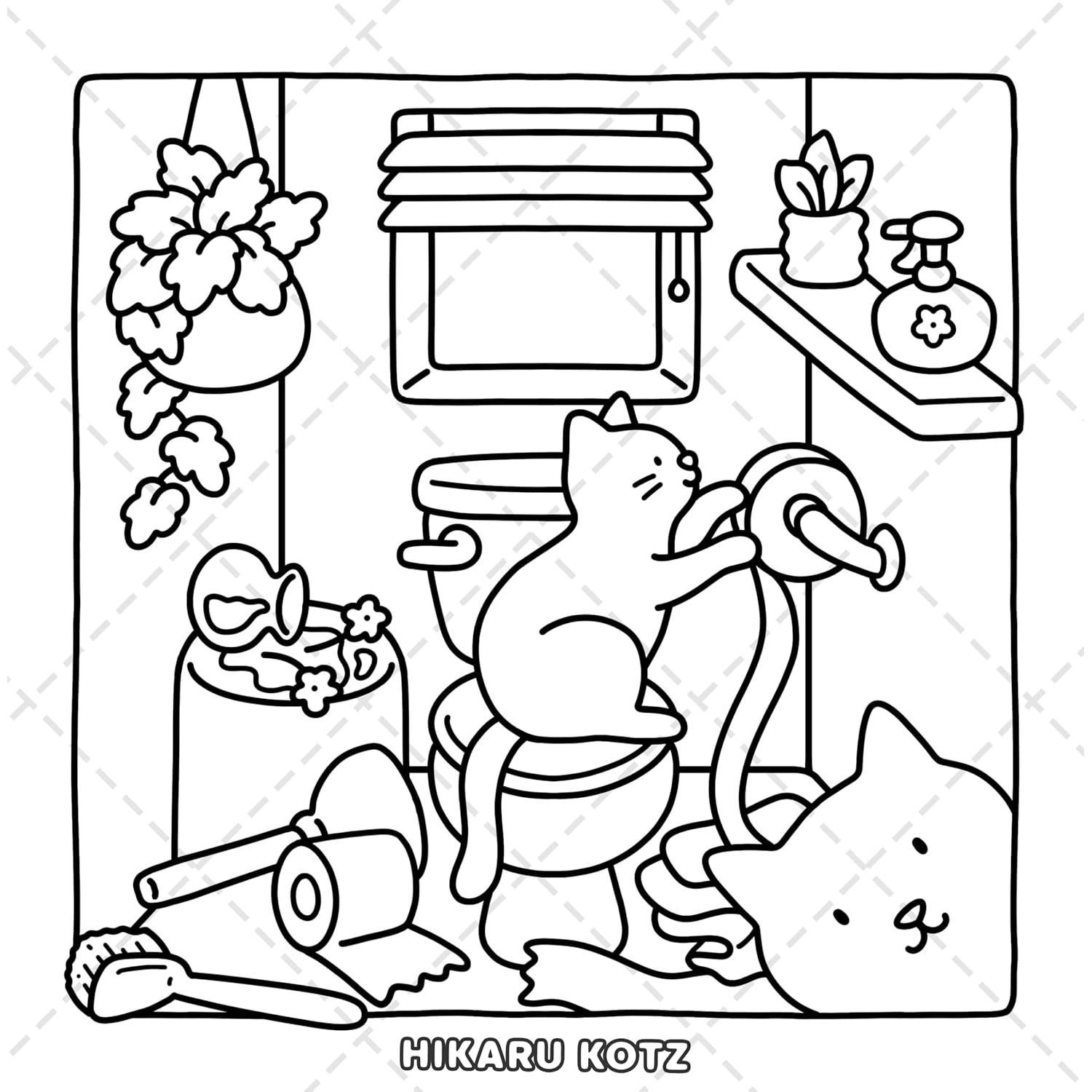 Cat Moments: Meow Life Coloring Book for Adults and Teens