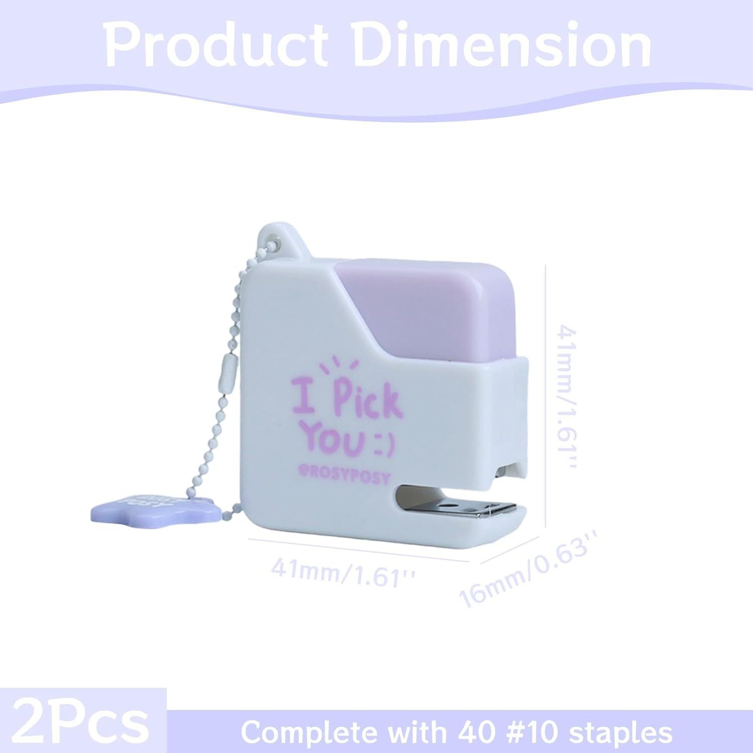 Grapadoras Mini RUIAN 2 Pack Rosa y Morado - Compactas 4x4.5cm