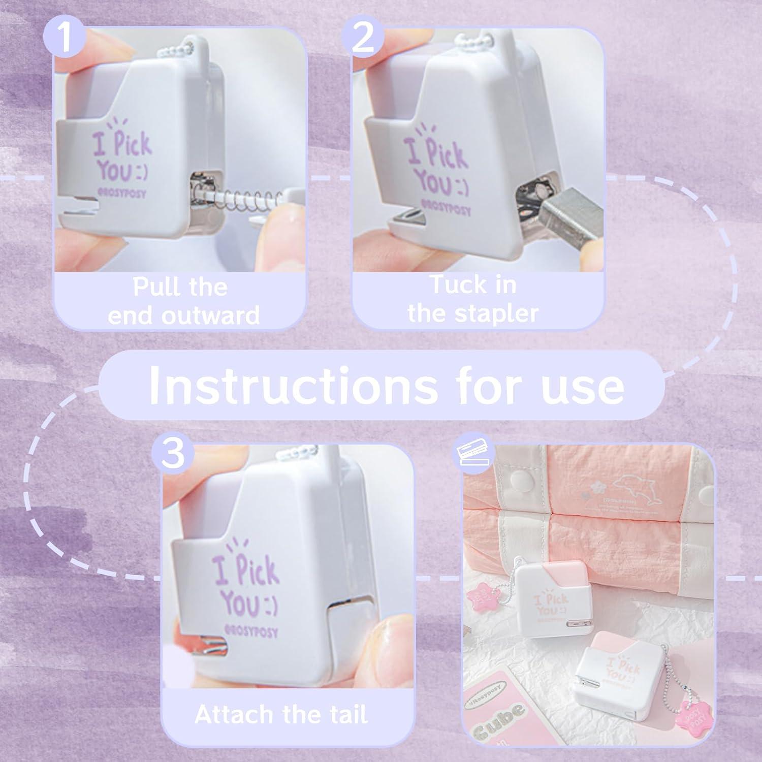 Grapadoras Mini RUIAN 2 Pack Rosa y Morado - Compactas 4x4.5cm