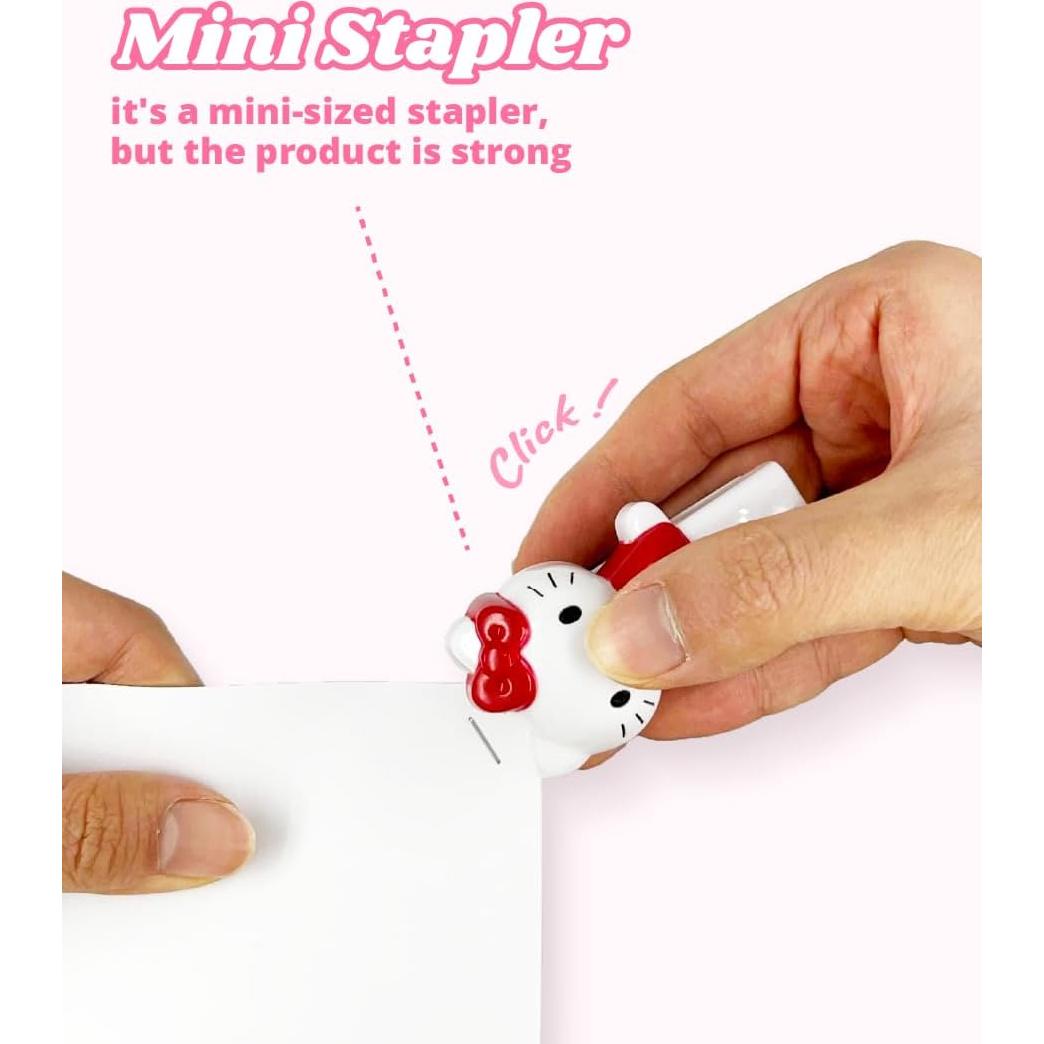 Mini Grapadora KULOSORY Rosa y Roja con 1000 Grapas y Pegatinas