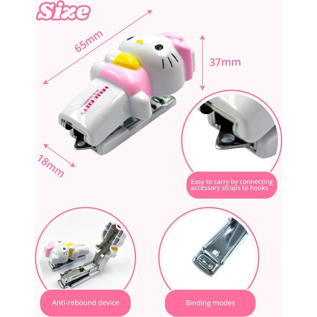 Mini Grapadora KULOSORY Rosa y Roja con 1000 Grapas y Pegatinas