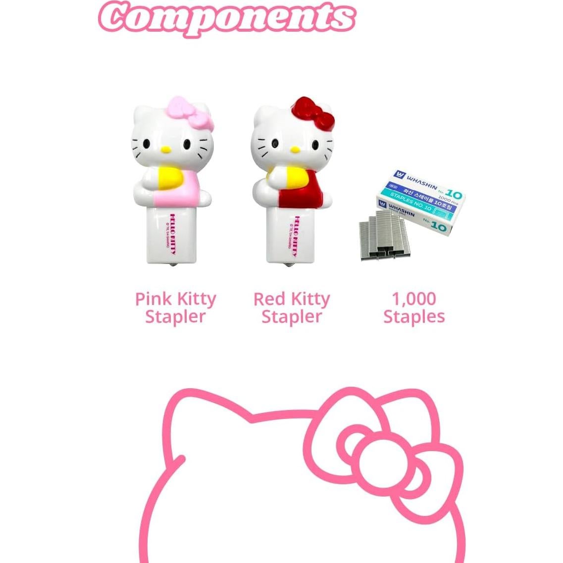 Mini Grapadora KULOSORY Rosa y Roja con 1000 Grapas y Pegatinas