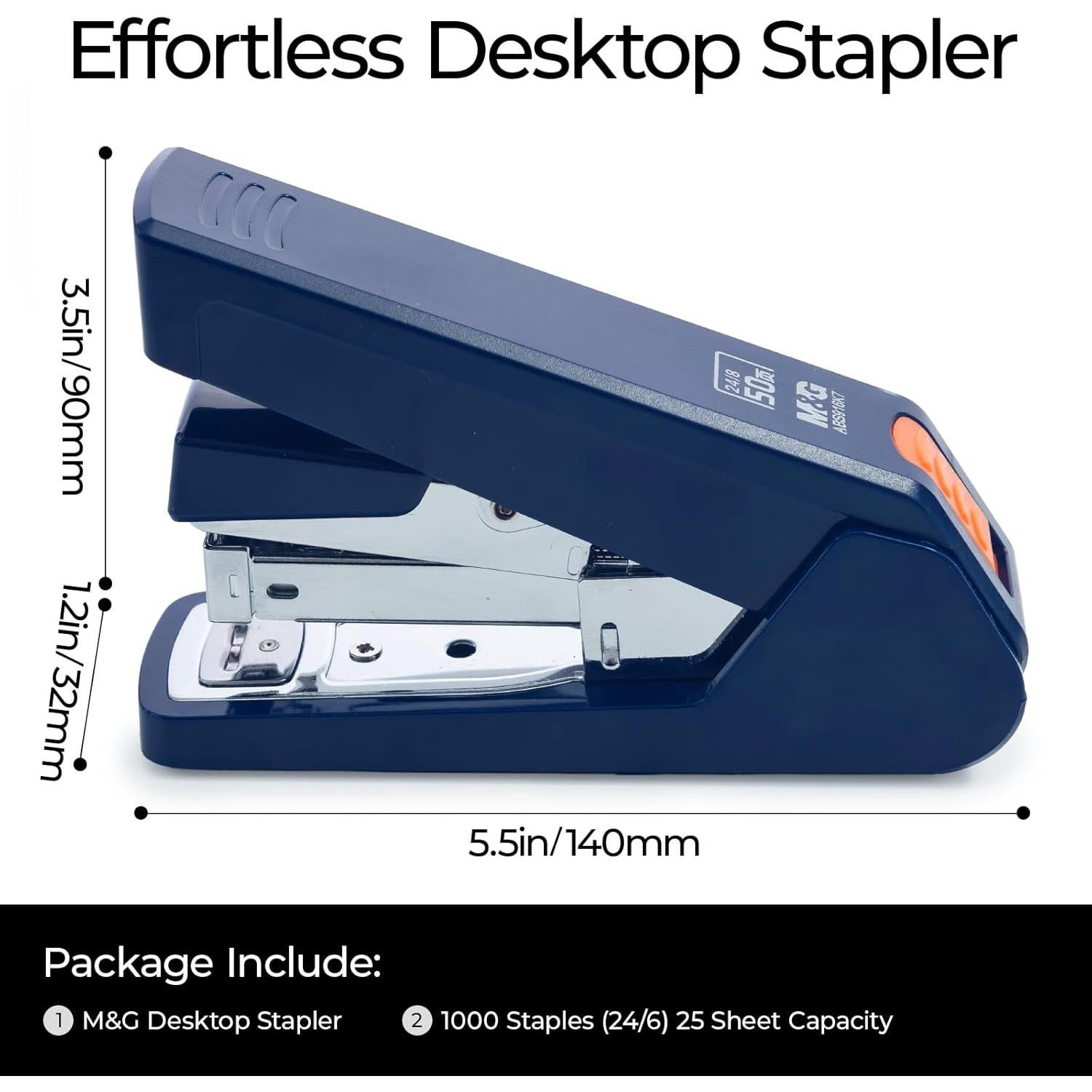Grapadora M&G Sin Esfuerzo 50 Hojas Azul Oscuro con Grapas