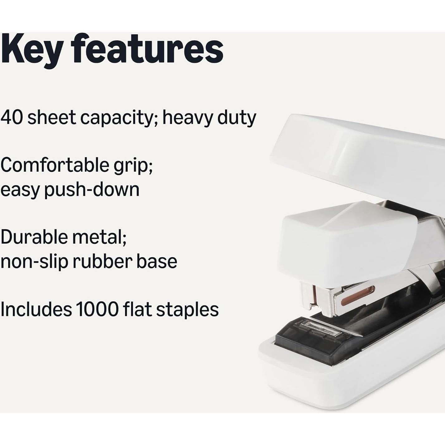 Grapadora de Oficina Pesada Amazon Basics 40 Hojas Blanca