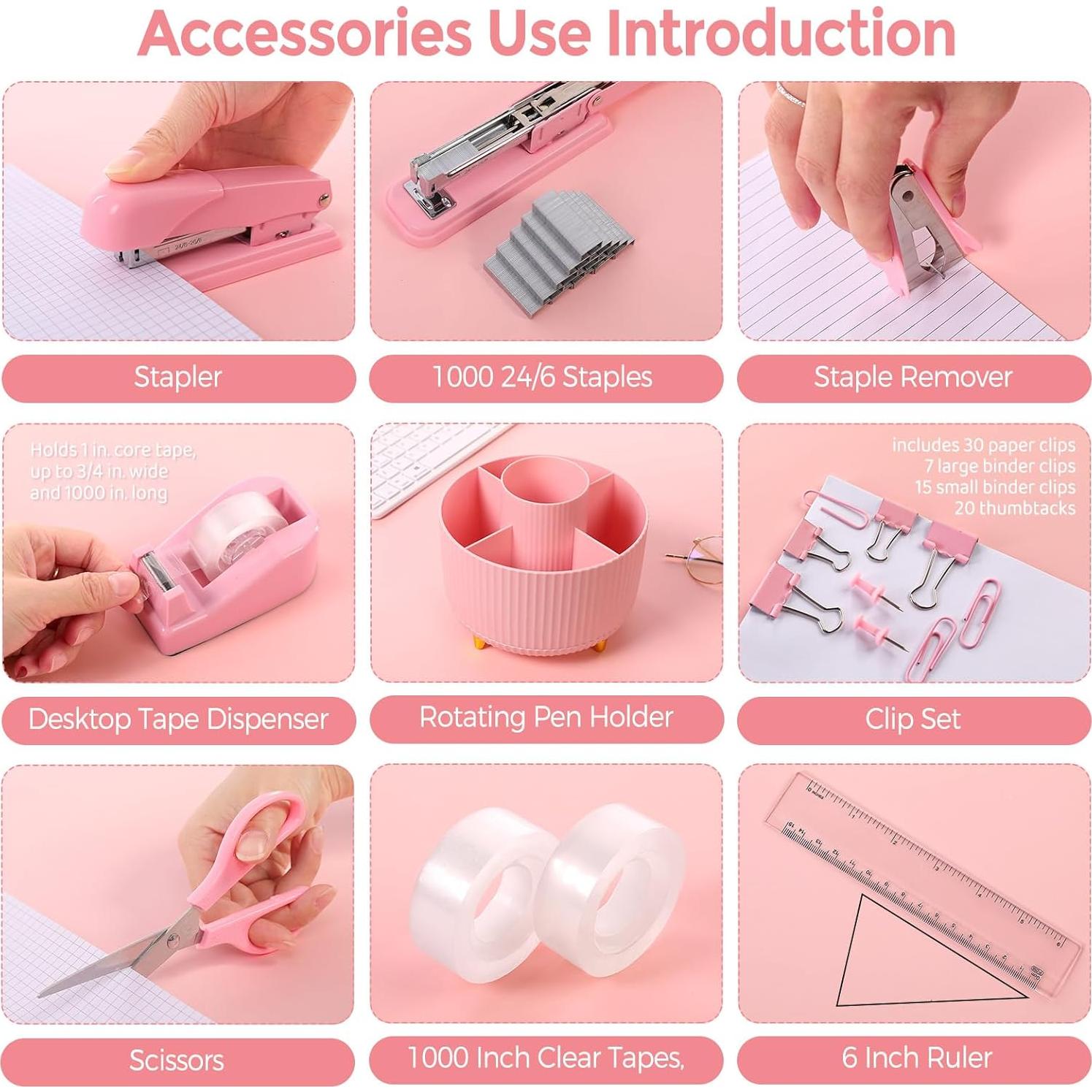 Kit de Accesorios de Escritorio SKYDUE Rosa 10 Piezas