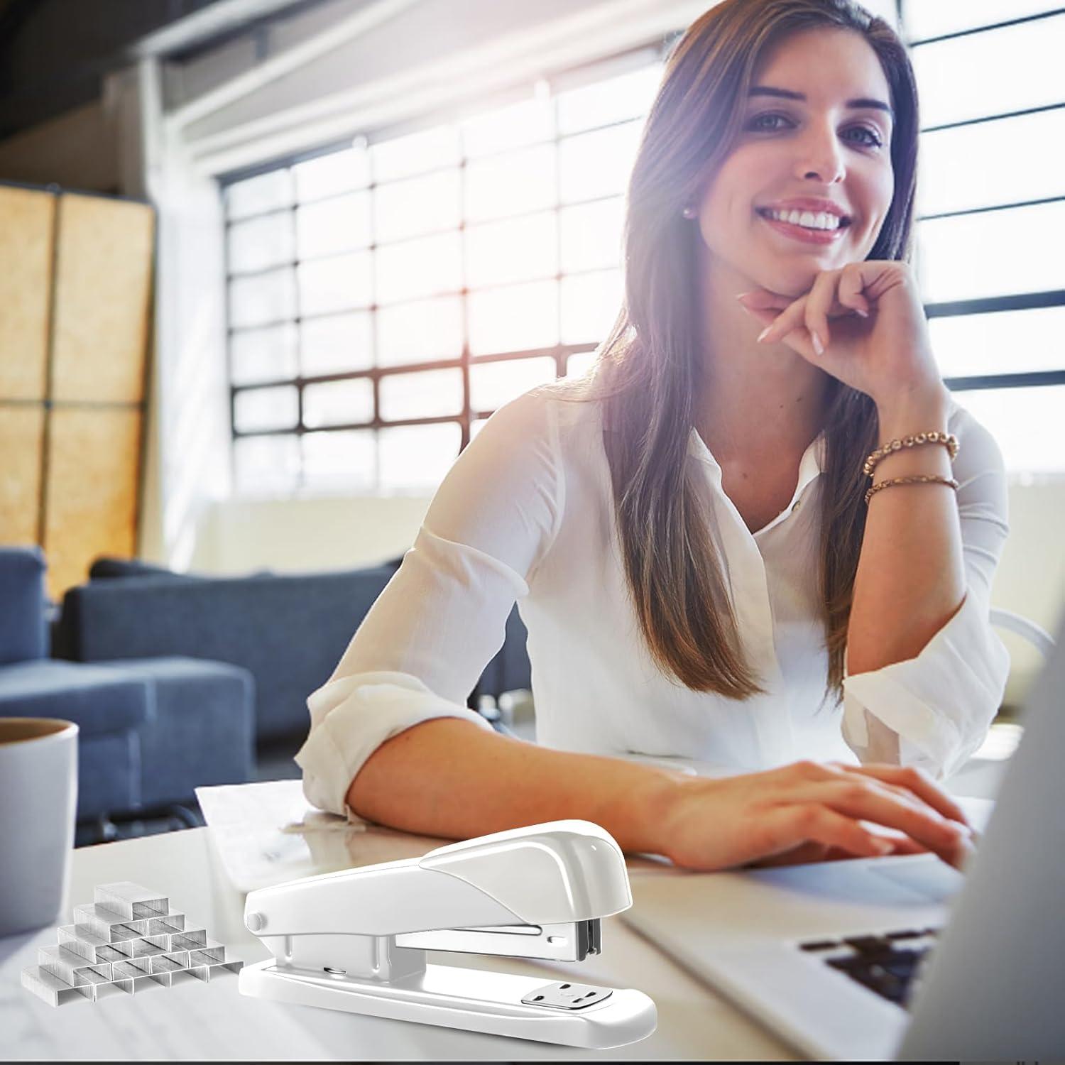 Grapadora automática GROLENT blanca 25 hojas + 1000 grapas