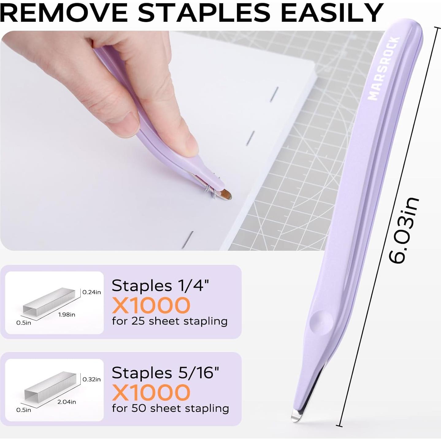 Grapadora Sin Esfuerzo Marsrock Morado 40-50 Hojas Ergonomica