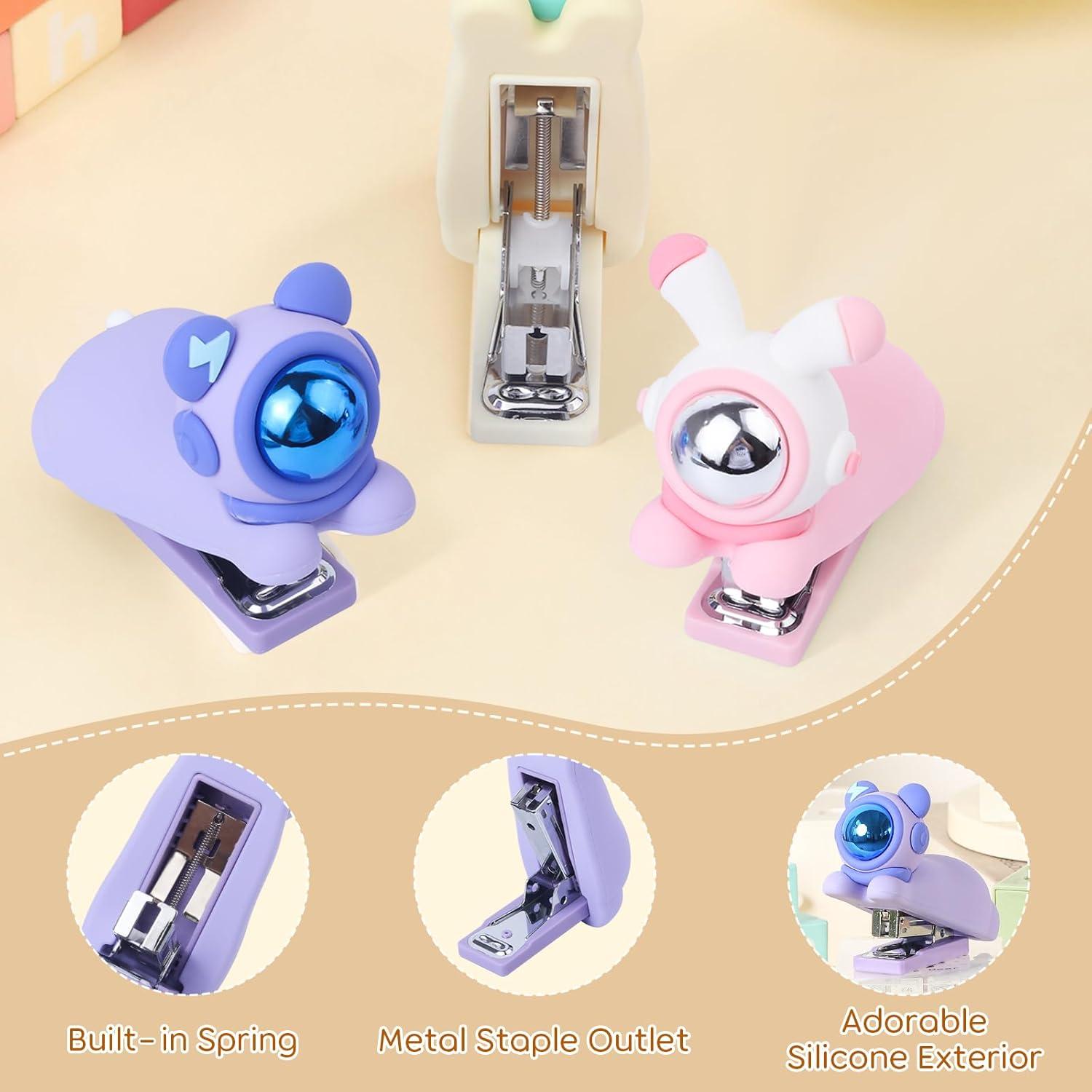 Grapadora de Silicona Honagu Púrpura, 20 Hojas, Diseño Caricatura