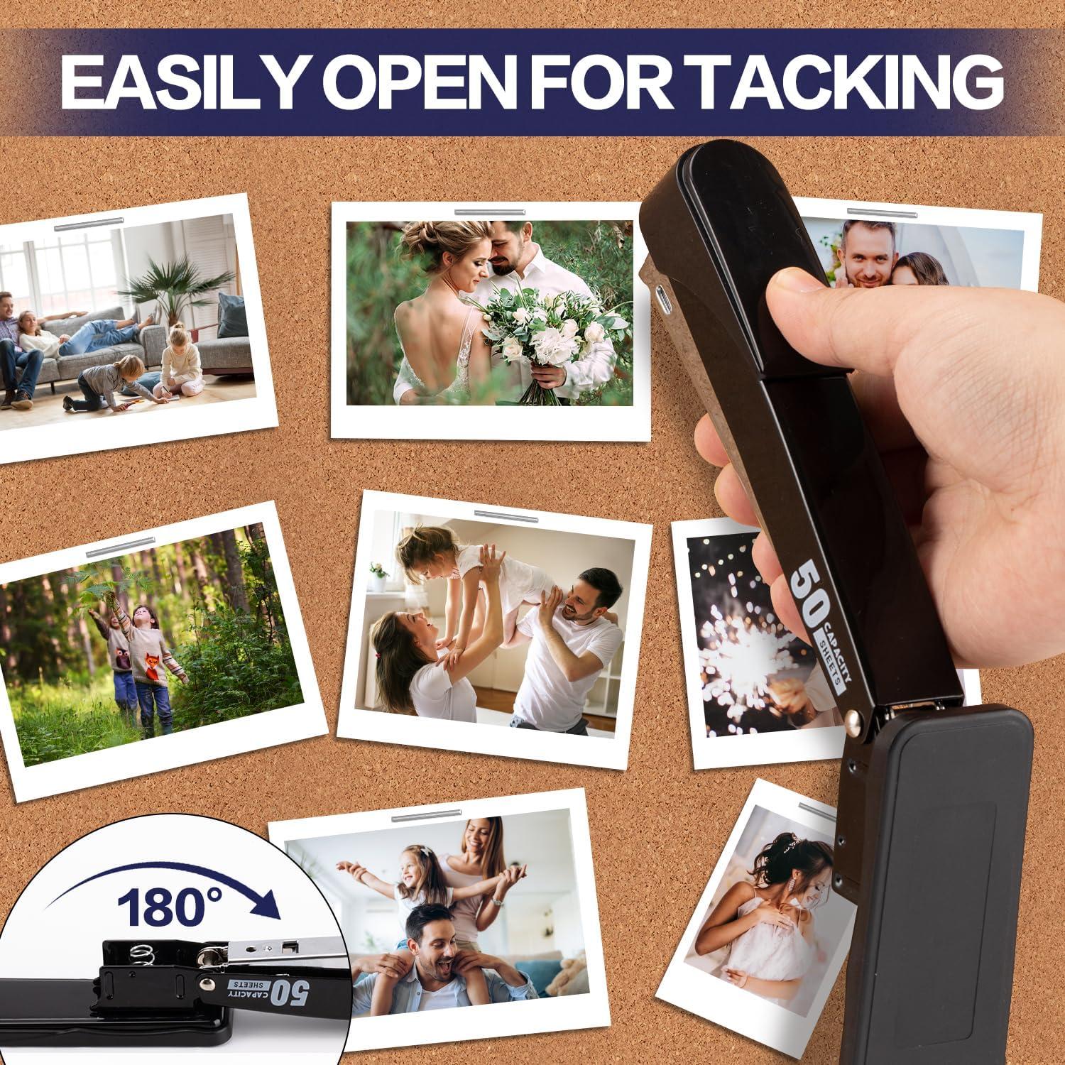 Grapadora Deli Alta Capacidad 50 Hojas con 2000 Grapas Negra