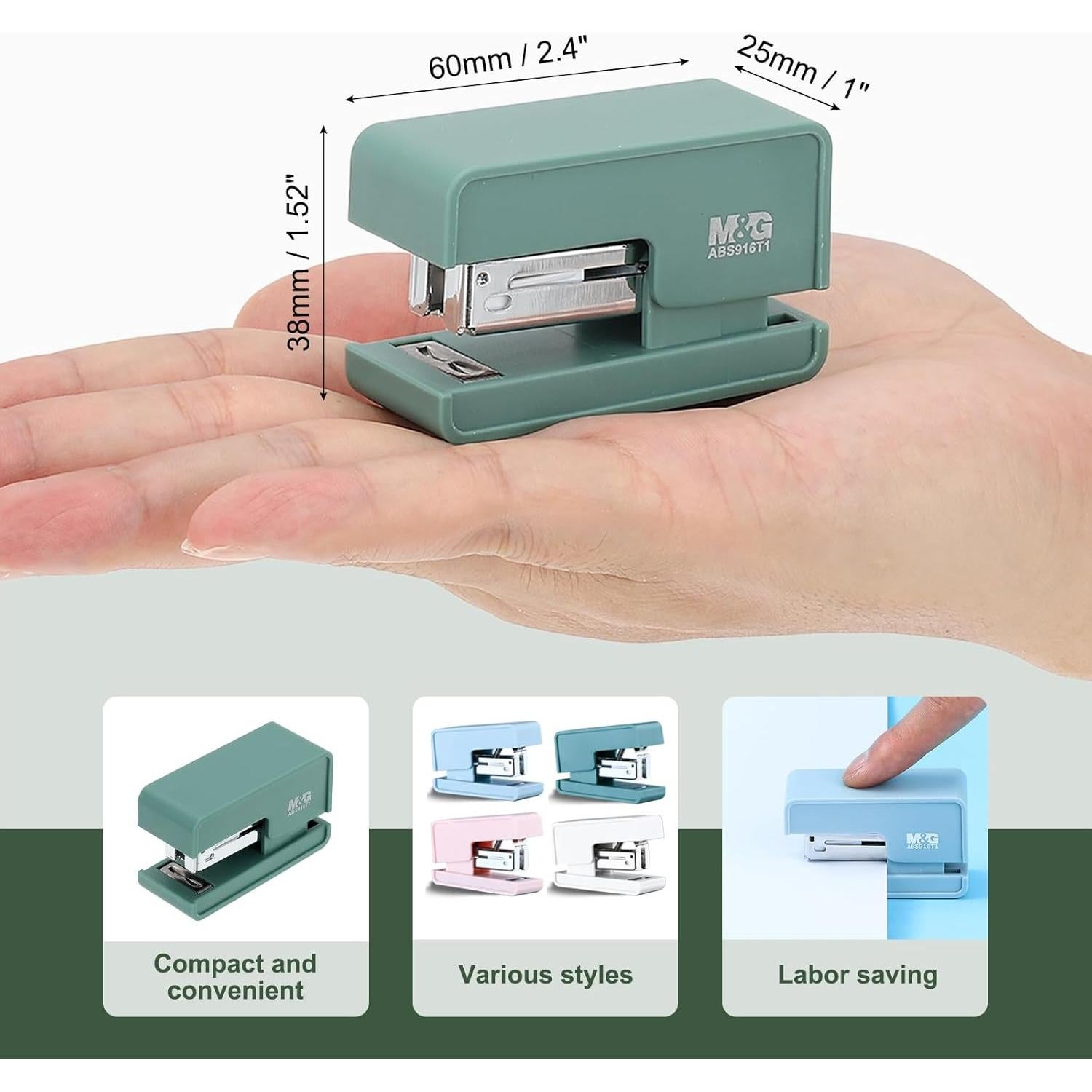 Grapadora de Escritorio M&G Verde Portátil 20 Hojas Metal