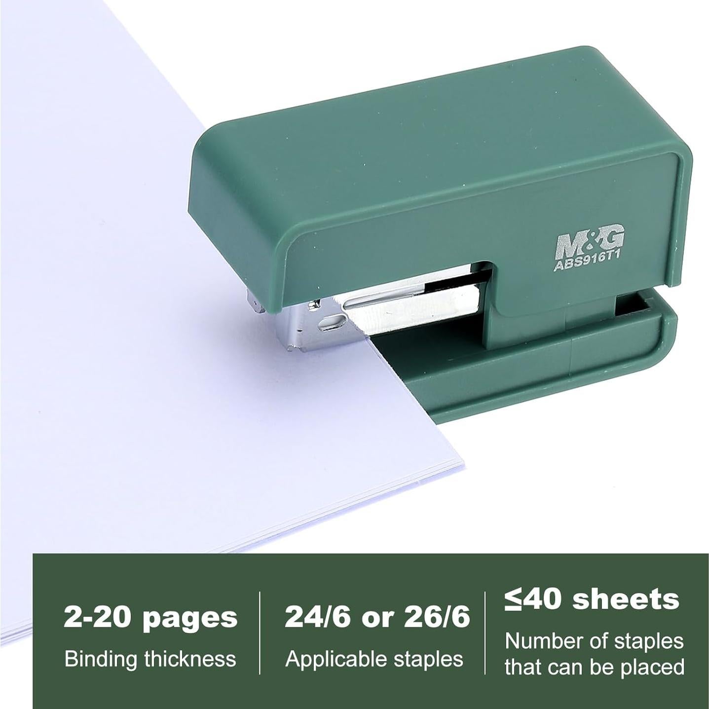 Grapadora de Escritorio M&G Verde Portátil 20 Hojas Metal