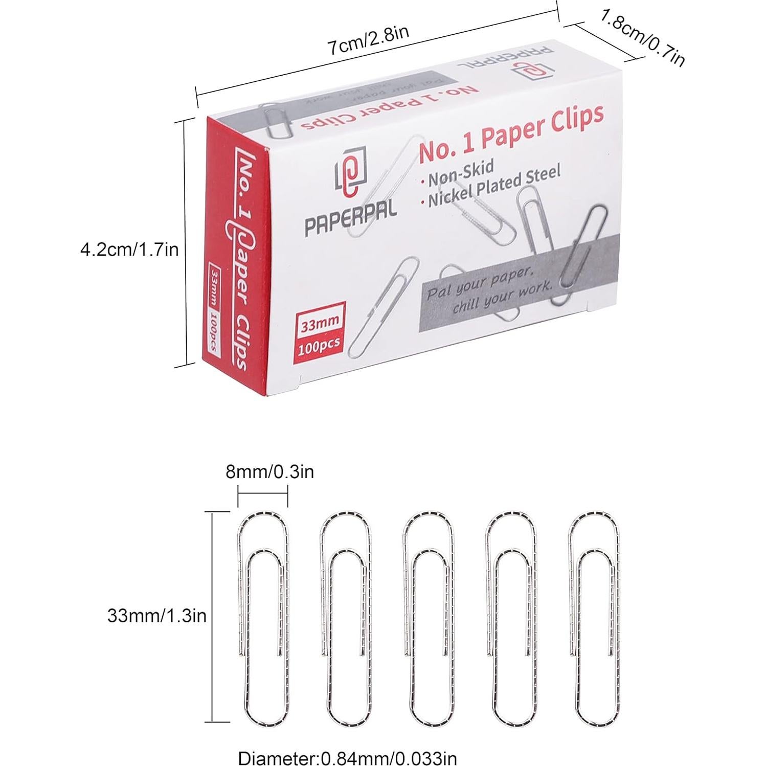 Clips de Papel Antideslizantes PAPERPAL No. 1 - 600 Piezas