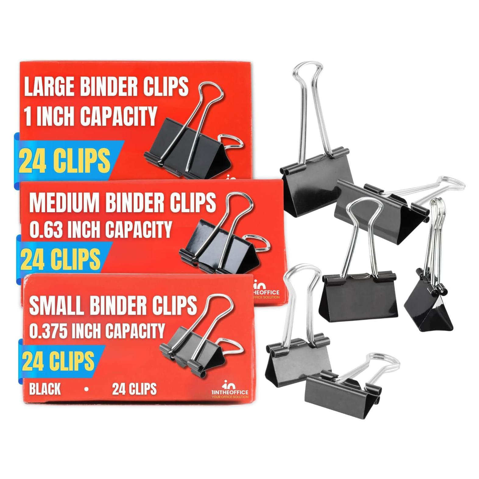 Set de Clips de Carpeta 1EnLaOficina - 72 Piezas Metal Negro