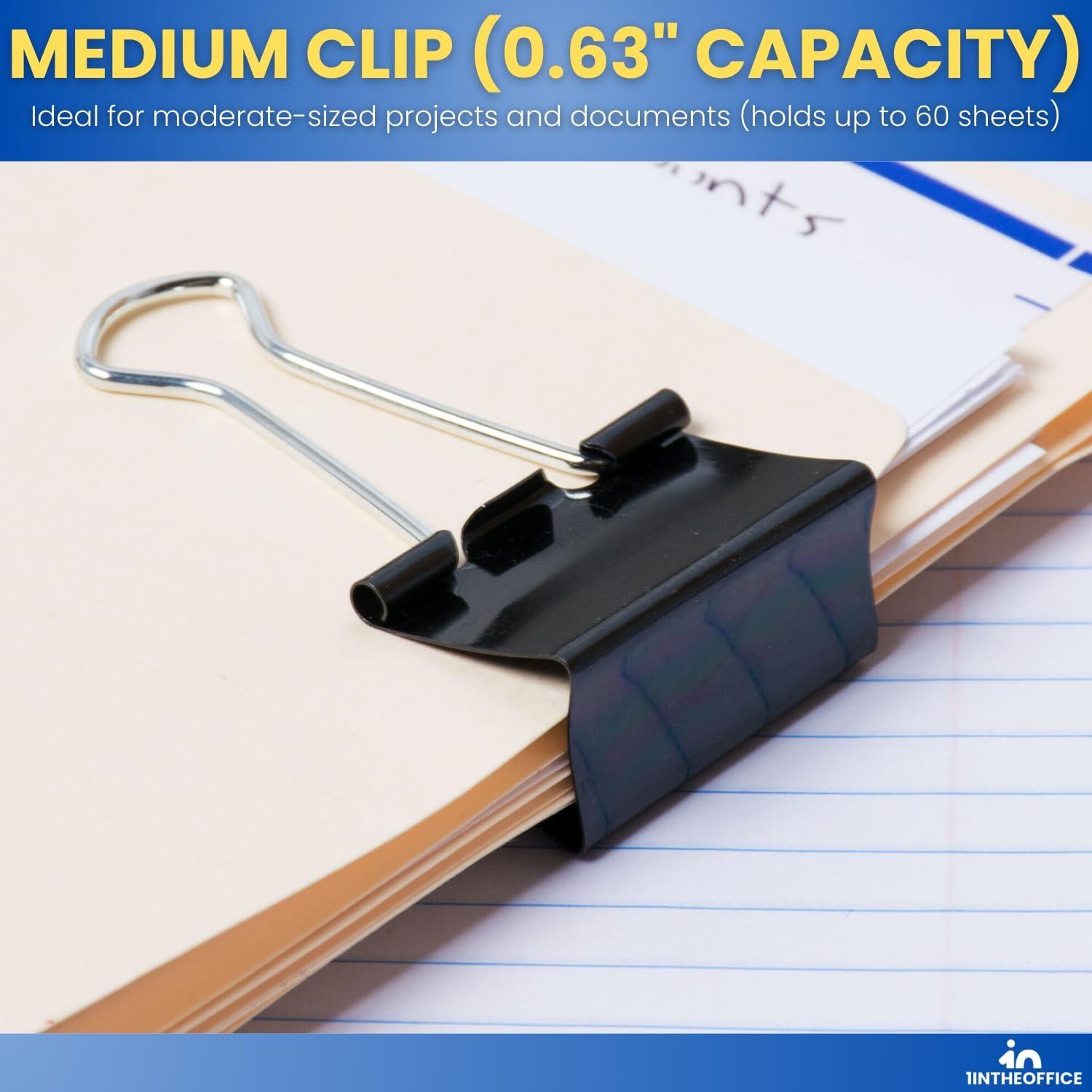 Set de Clips de Carpeta 1EnLaOficina - 72 Piezas Metal Negro