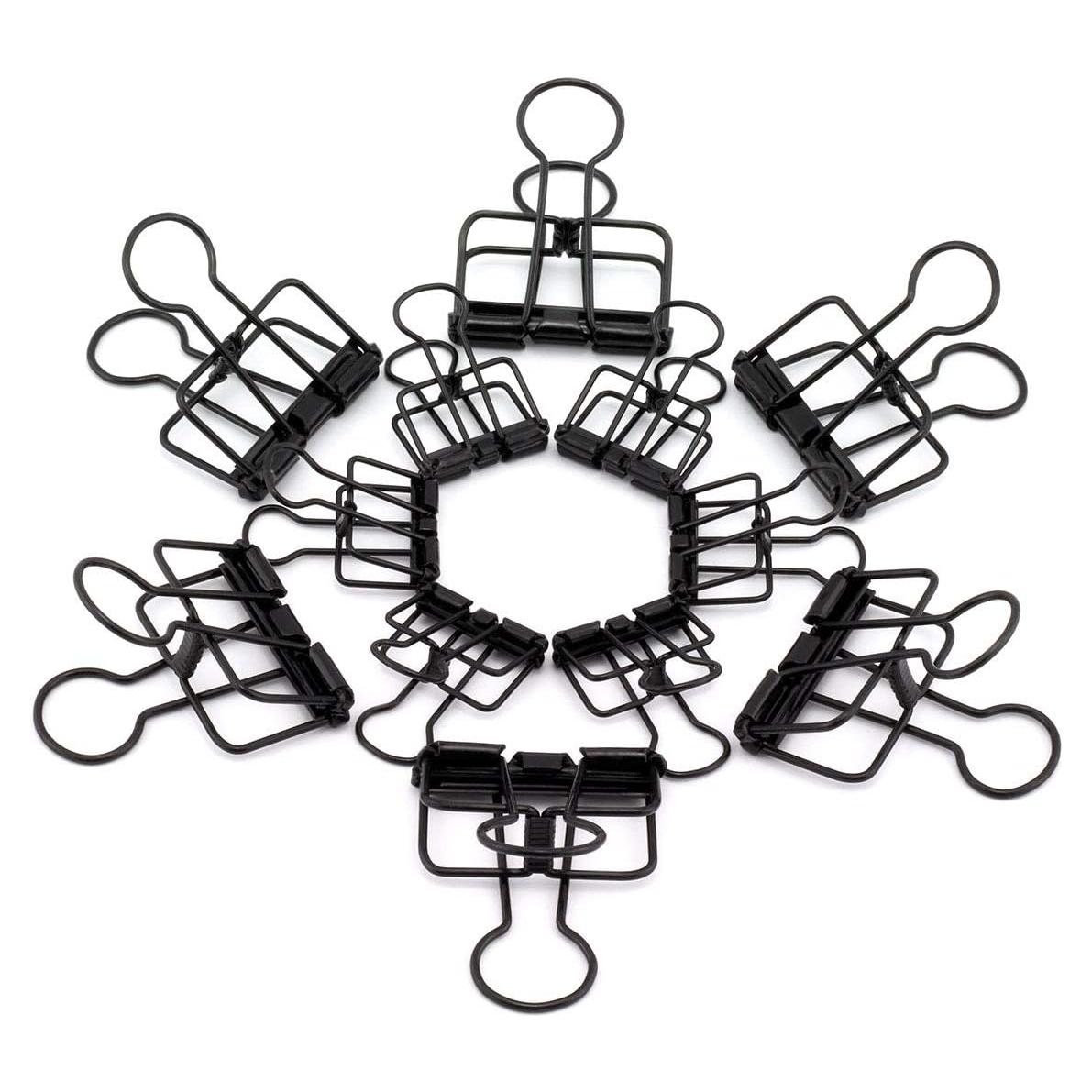 Paquete de 40 Clips de Metal RuiLing - 20 Medianos 5.72 cm y 20 Pequeños 4 cm - Negro