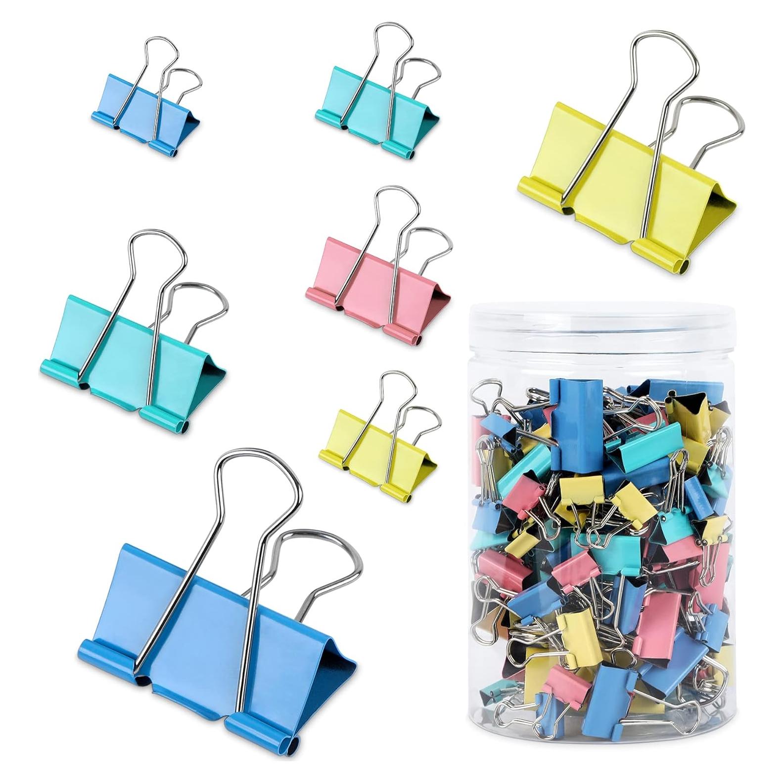 Clips de Carpeta Metálicos JANYUN 150 Piezas 6 Tamaños
