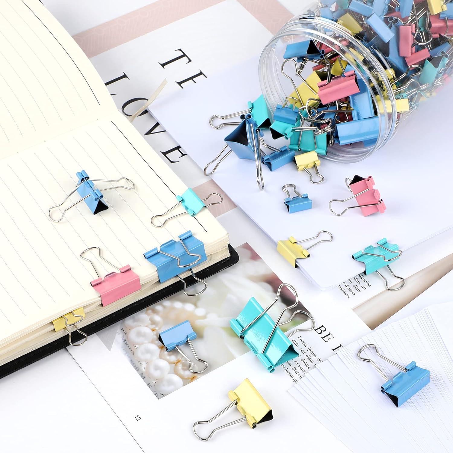 Clips de Carpeta Metálicos JANYUN 150 Piezas 6 Tamaños