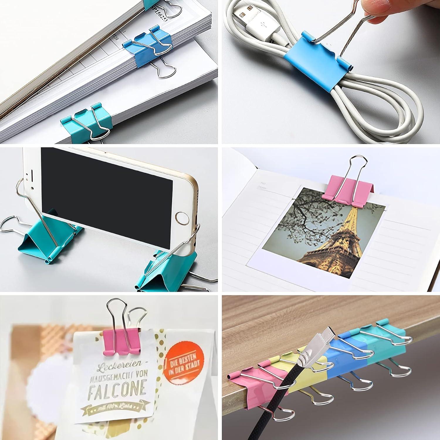 Clips de Carpeta Metálicos JANYUN 150 Piezas 6 Tamaños