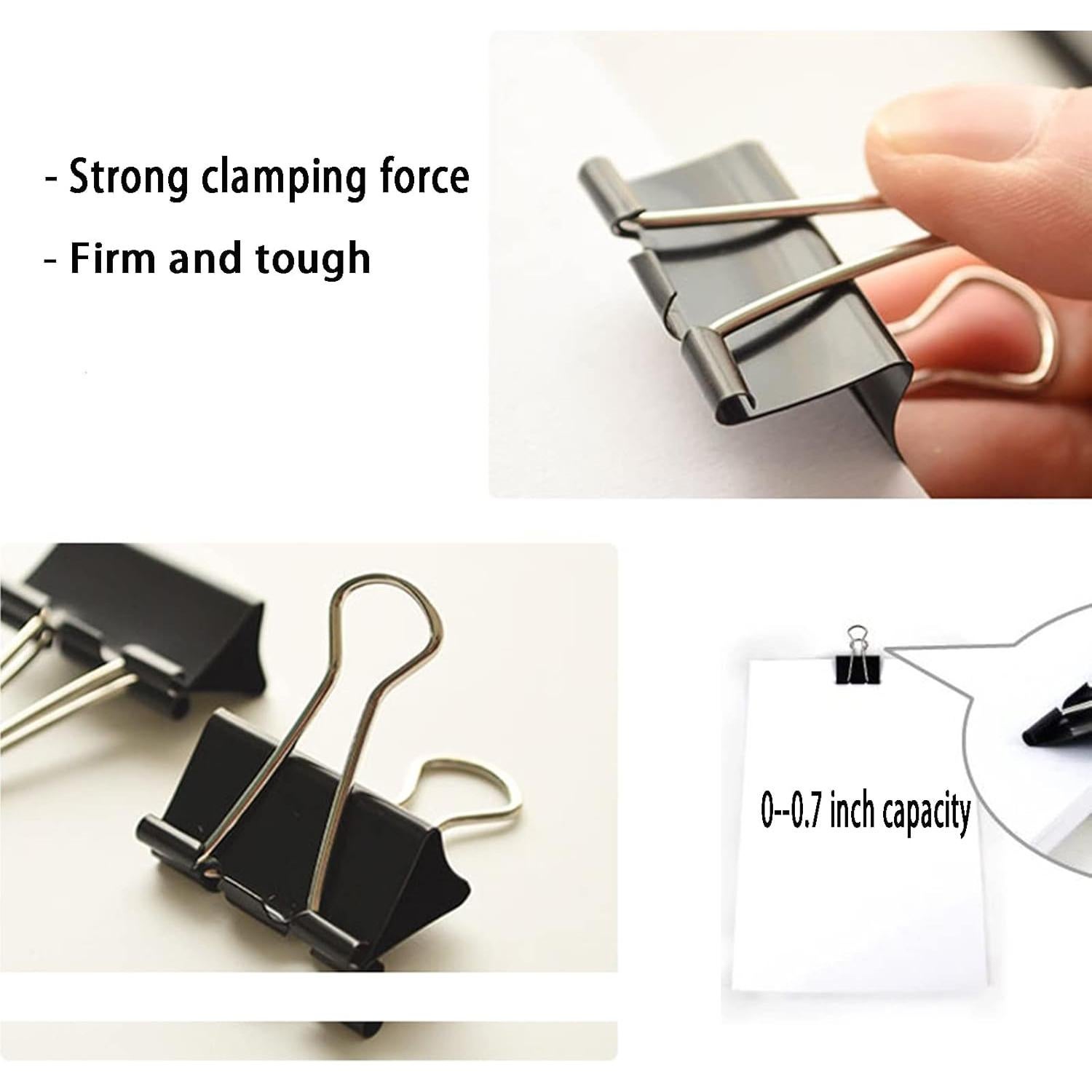 Clips de Carpeta Medianos KAKAMINA 60 Piezas Metal Negro