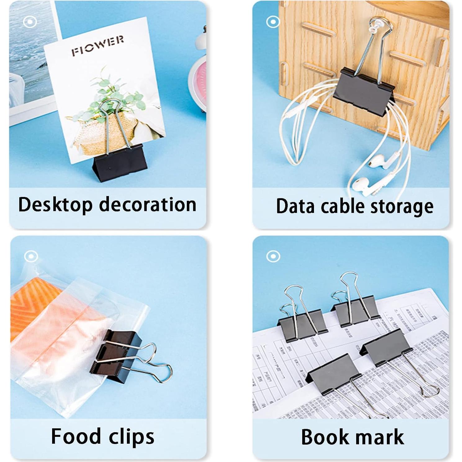 Clips de Carpeta Medianos KAKAMINA 60 Piezas Metal Negro