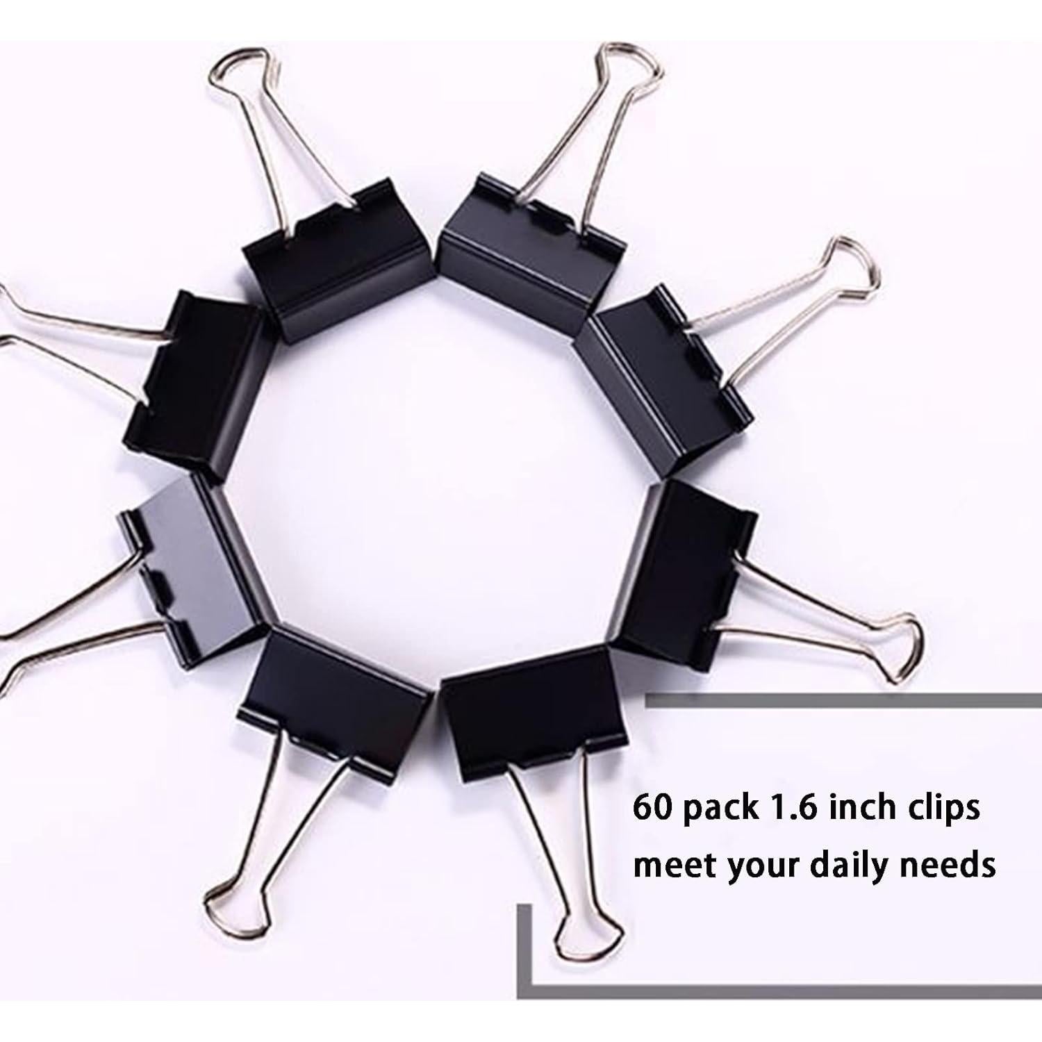 Clips de Carpeta Medianos KAKAMINA 60 Piezas Metal Negro