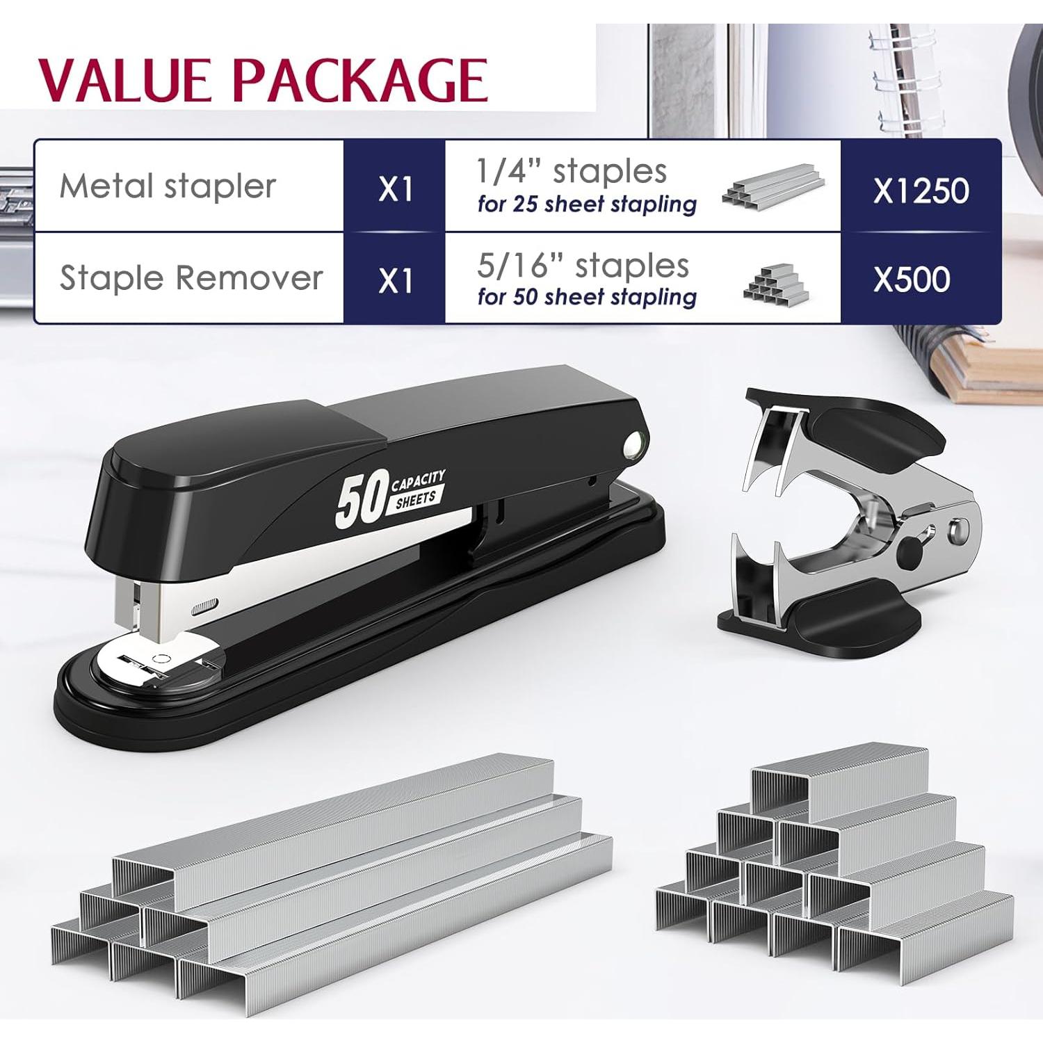 Grapadora Metálica Swihauk 50 Hojas 1750 Grapas Negra