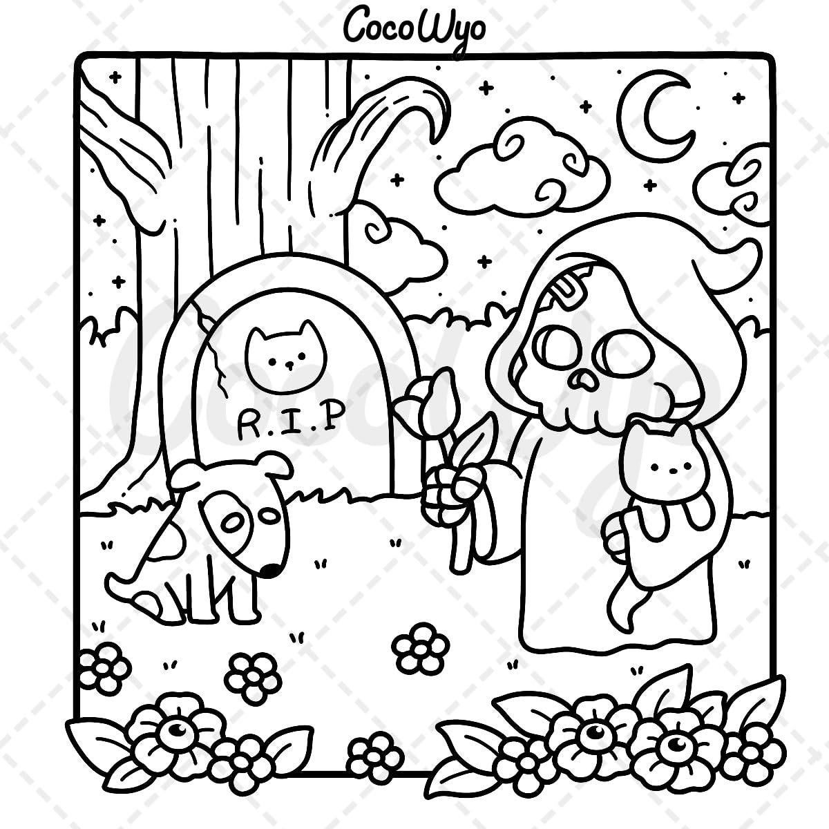 Spooky Cutie: Coloring Book for Adults and Teens Featuring Adorable Creepy Creatures in Cozy Hygge Moments for Relaxation (Cozy Spaces Coloring)