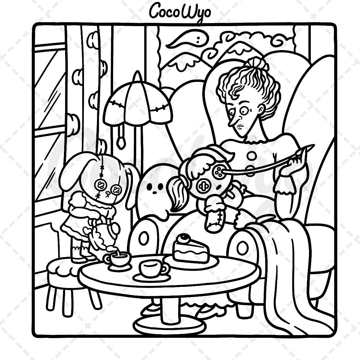Spooky Cutie: Coloring Book for Adults and Teens Featuring Adorable Creepy Creatures in Cozy Hygge Moments for Relaxation (Cozy Spaces Coloring)