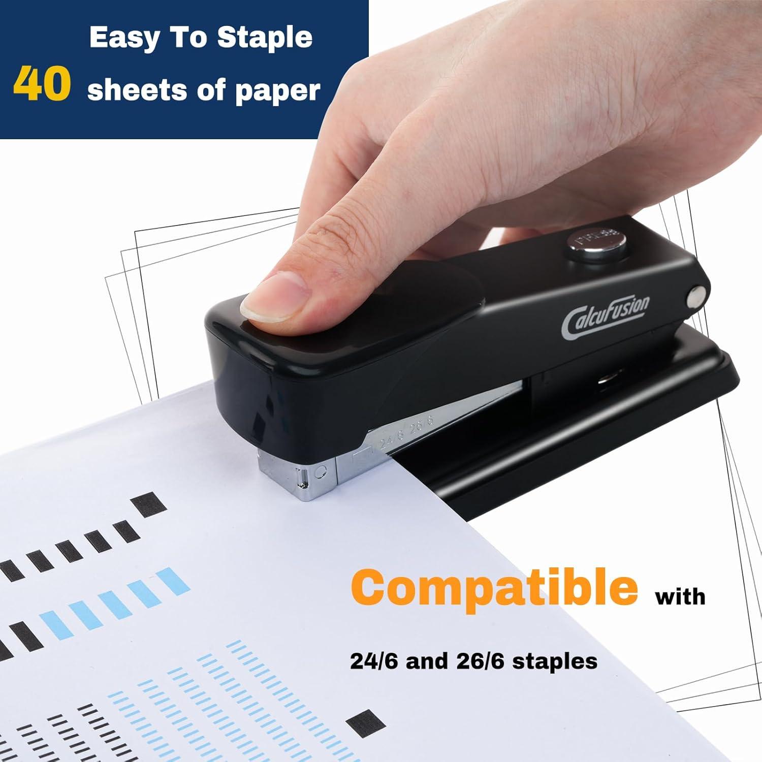 Grapadora de Escritorio Calcufusion 40 Hojas Metal Negra
