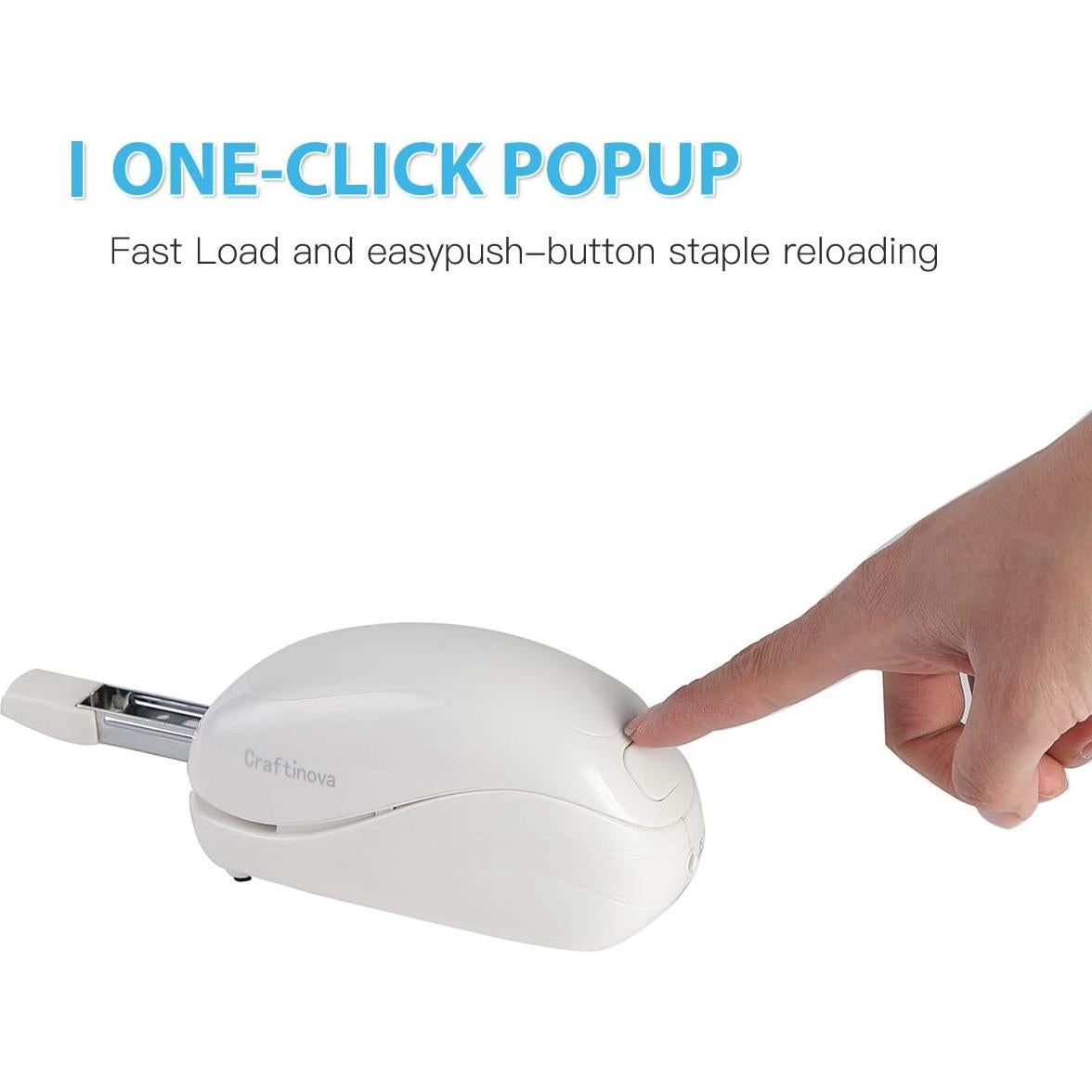 Grapadora Eléctrica Craftinova ES1203, 25 Hojas, Blanca
