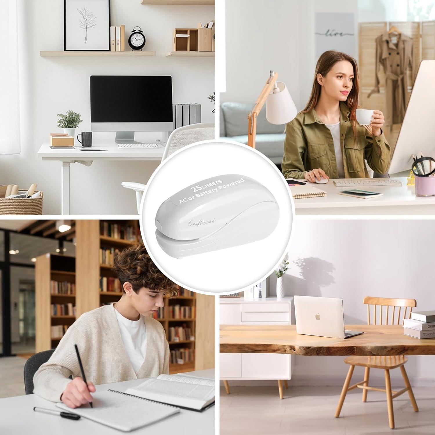 Grapadora Eléctrica Craftinova ES1203, 25 Hojas, Blanca