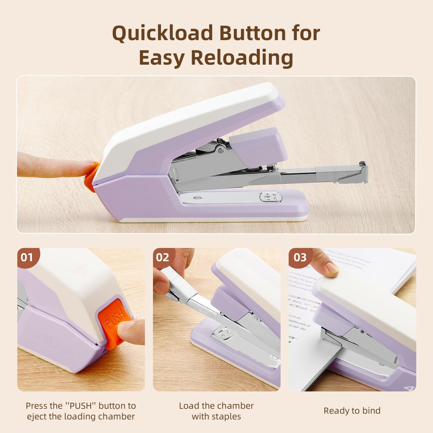 Grapadora Deli de Escritorio Sin Esfuerzo 40-50 Hojas Violeta