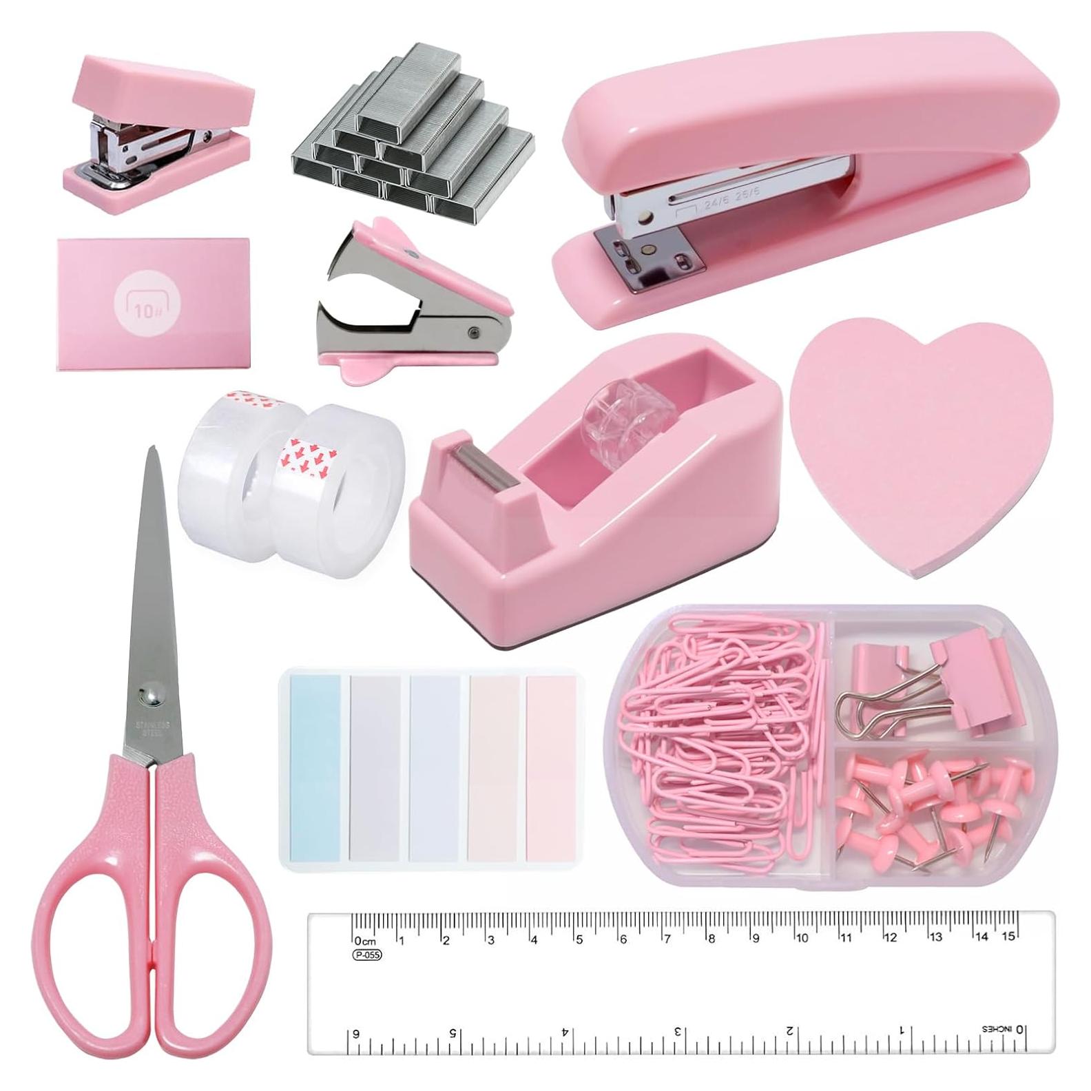 Juego de Papelería Rosa LunaBeam 11 Piezas para Oficina