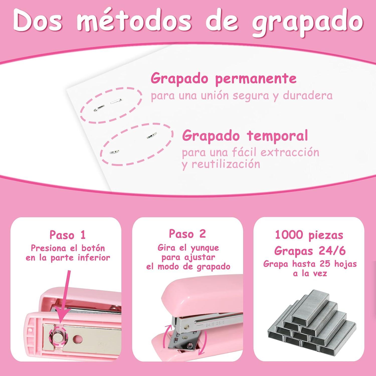 Juego de Papelería Rosa LunaBeam 11 Piezas para Oficina