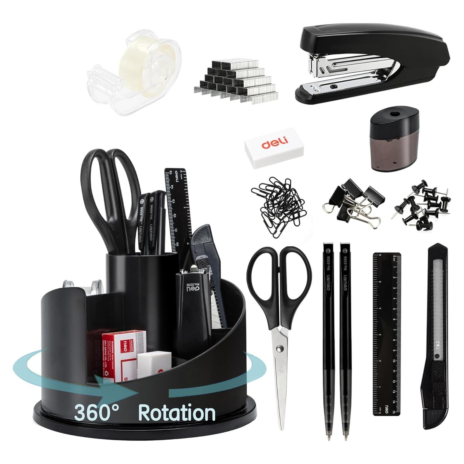 Juego de Suministros de Oficina Deli 1045 Pcs Organizador Negro