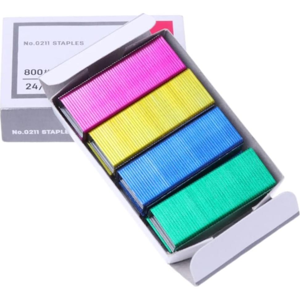 800 Grapas Coloridas Estándar 24/6mm Rosojodg para Oficina