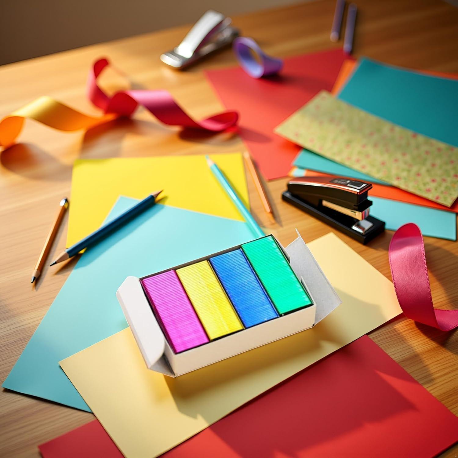 800 Grapas Coloridas Estándar 24/6mm Rosojodg para Oficina