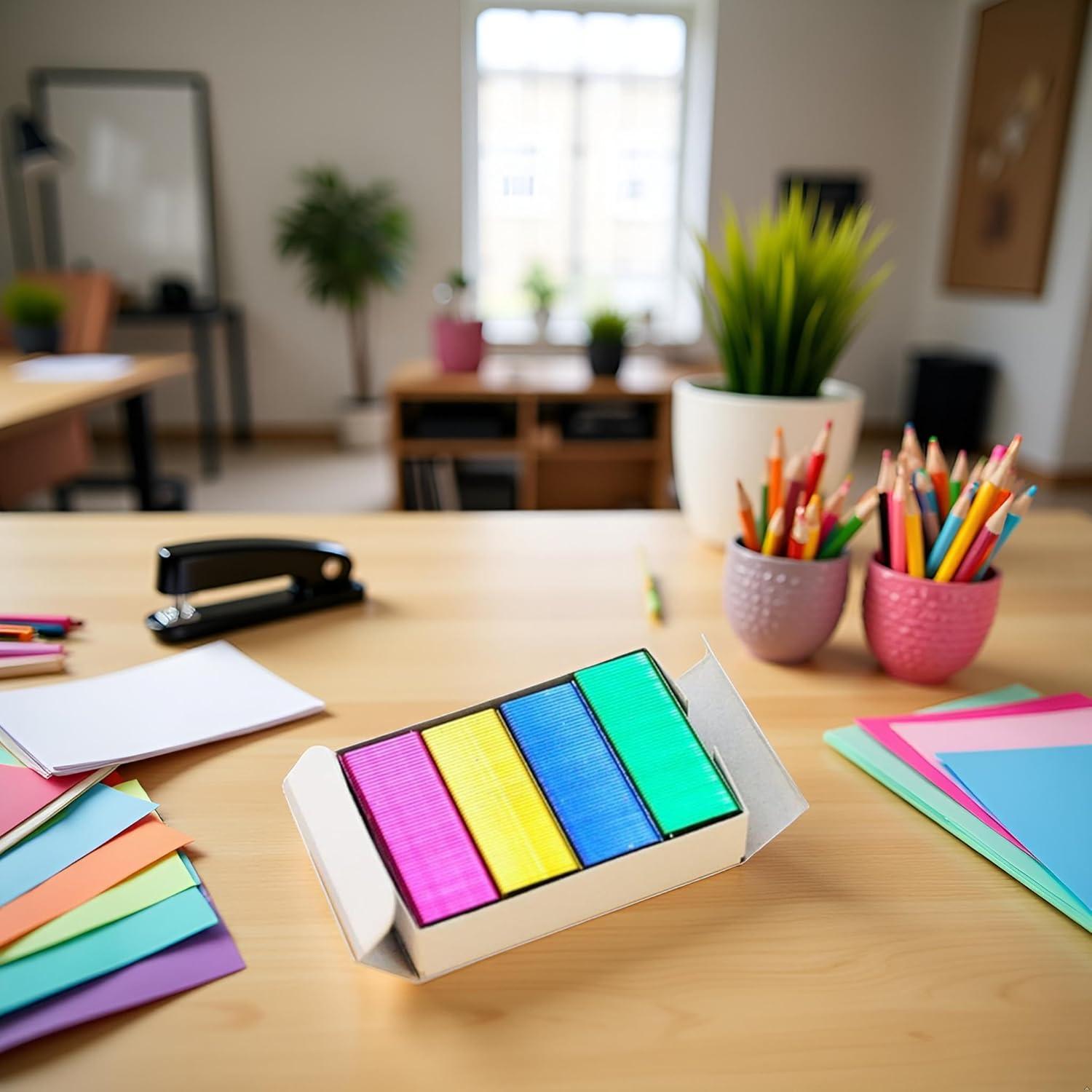 800 Grapas Coloridas Estándar 24/6mm Rosojodg para Oficina