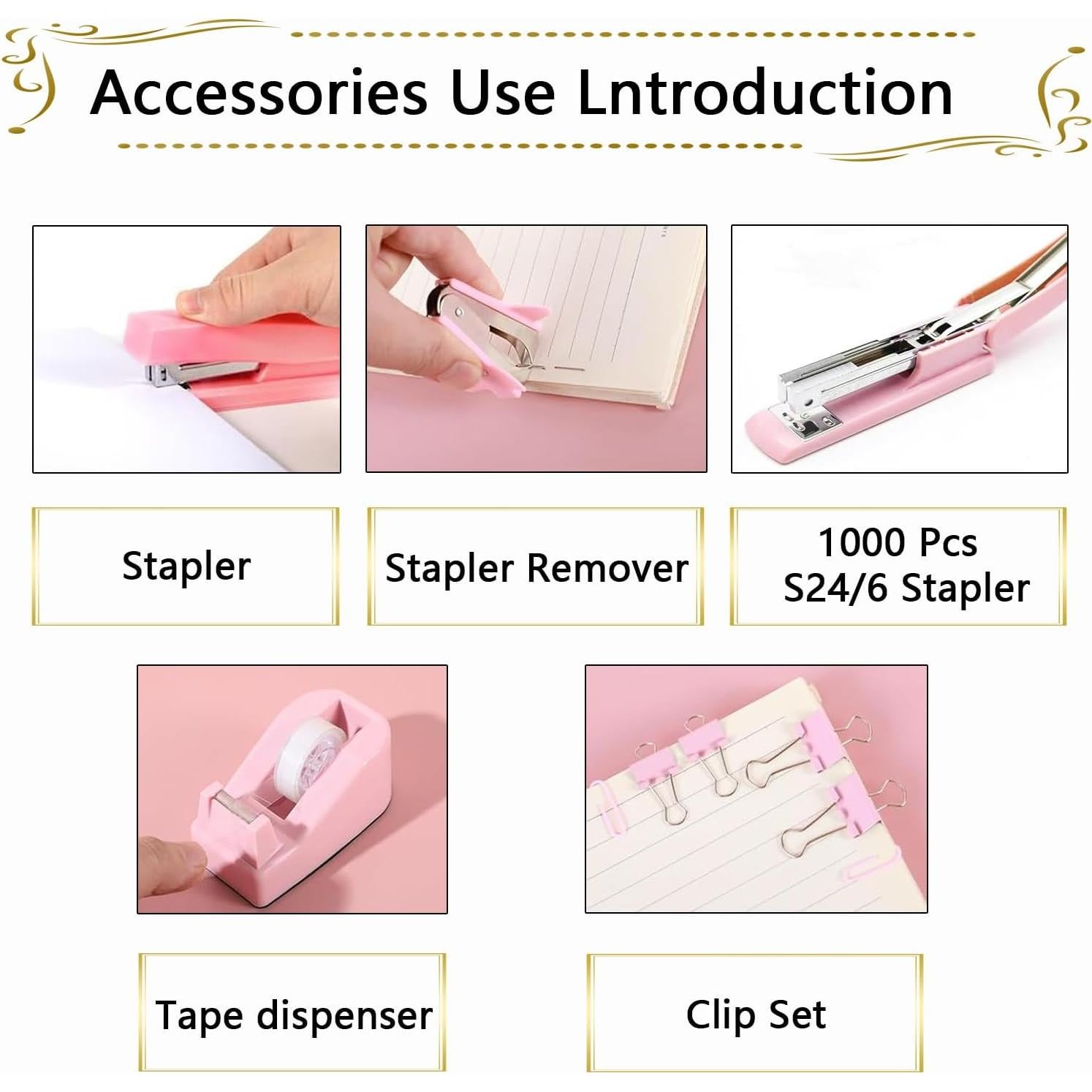 Juego de Suministros de Oficina Musejoy 9 en 1 Rosa